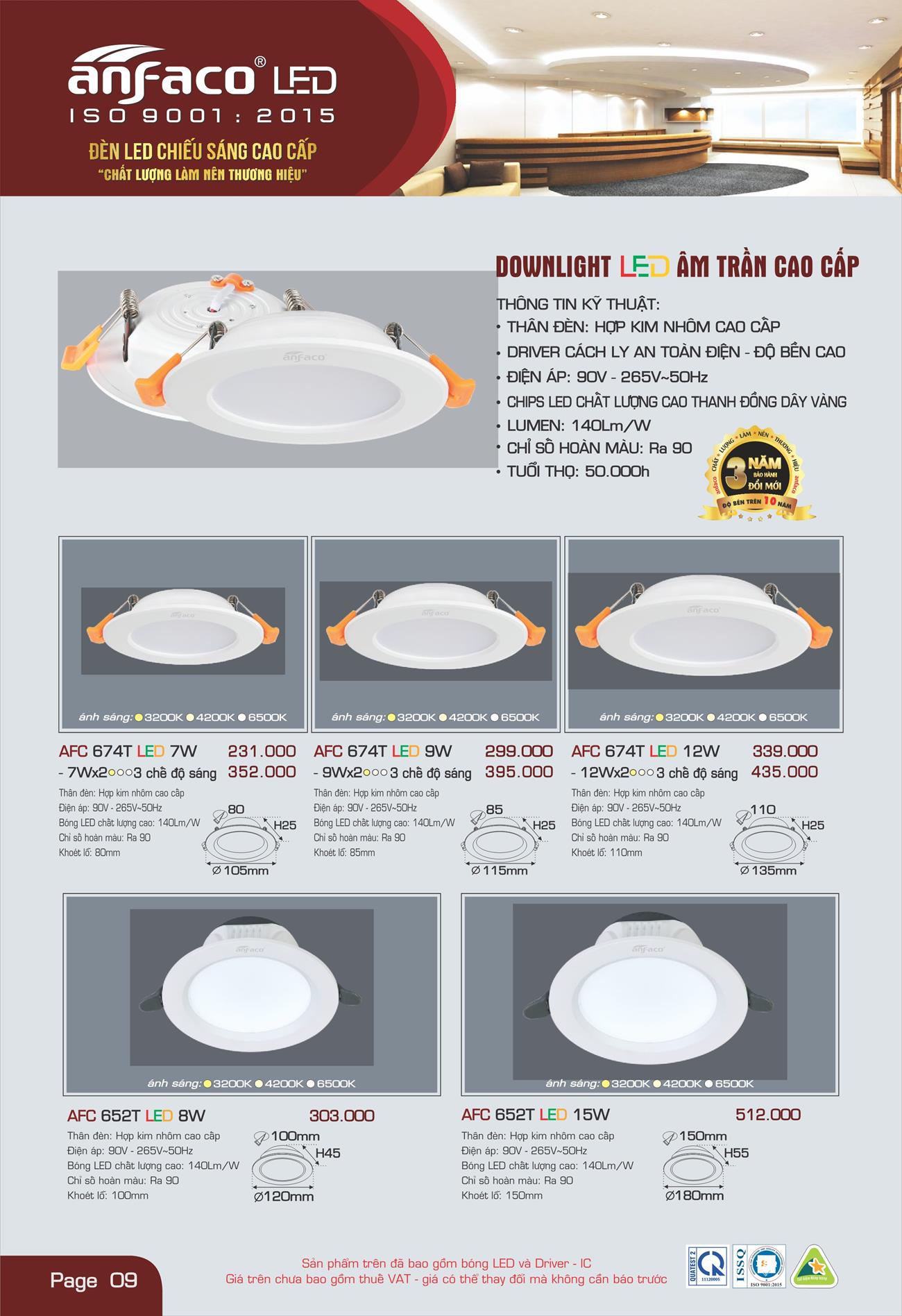 Bảng Giá Đèn Anfaco Lighting 2022 - Trang 10)