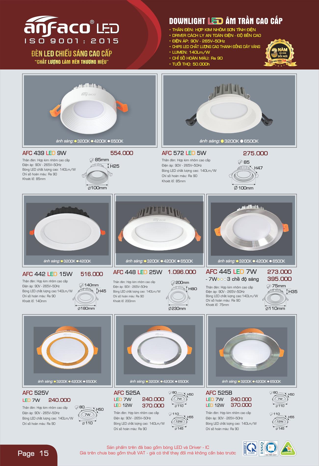 Bảng Giá Đèn Anfaco Lighting 2022 - Trang 16)