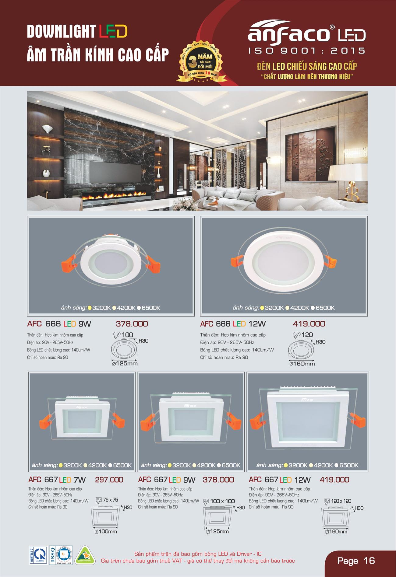 Bảng Giá Đèn Anfaco Lighting 2022 - Trang 17)