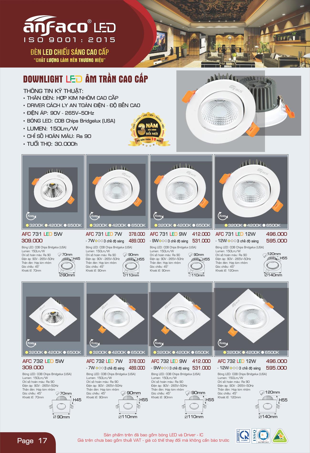 Bảng Giá Đèn Anfaco Lighting 2022 - Trang 18)