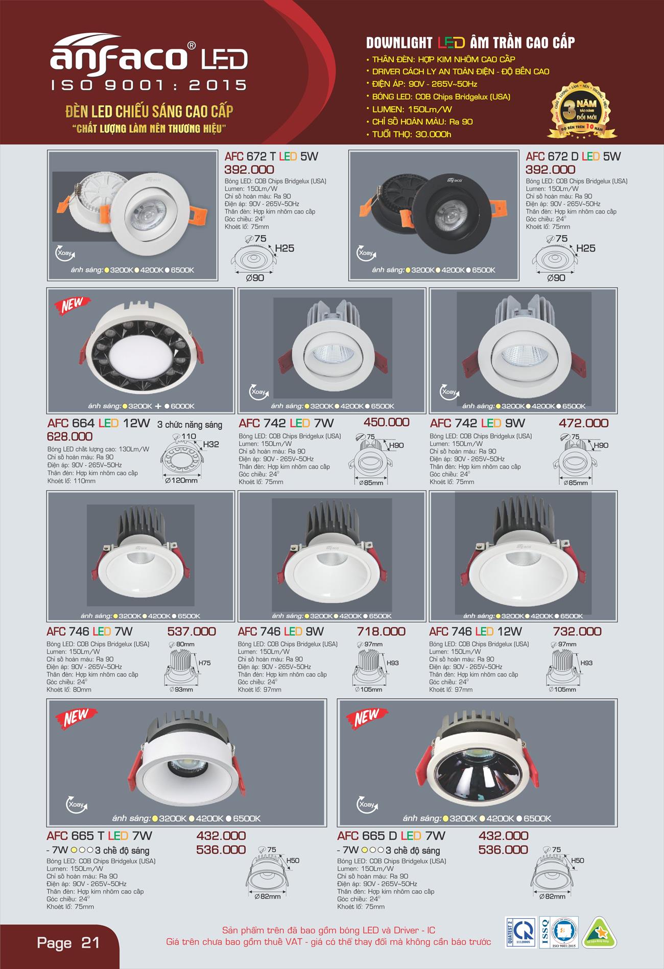 Bảng Giá Đèn Anfaco Lighting 2022 - Trang 22)