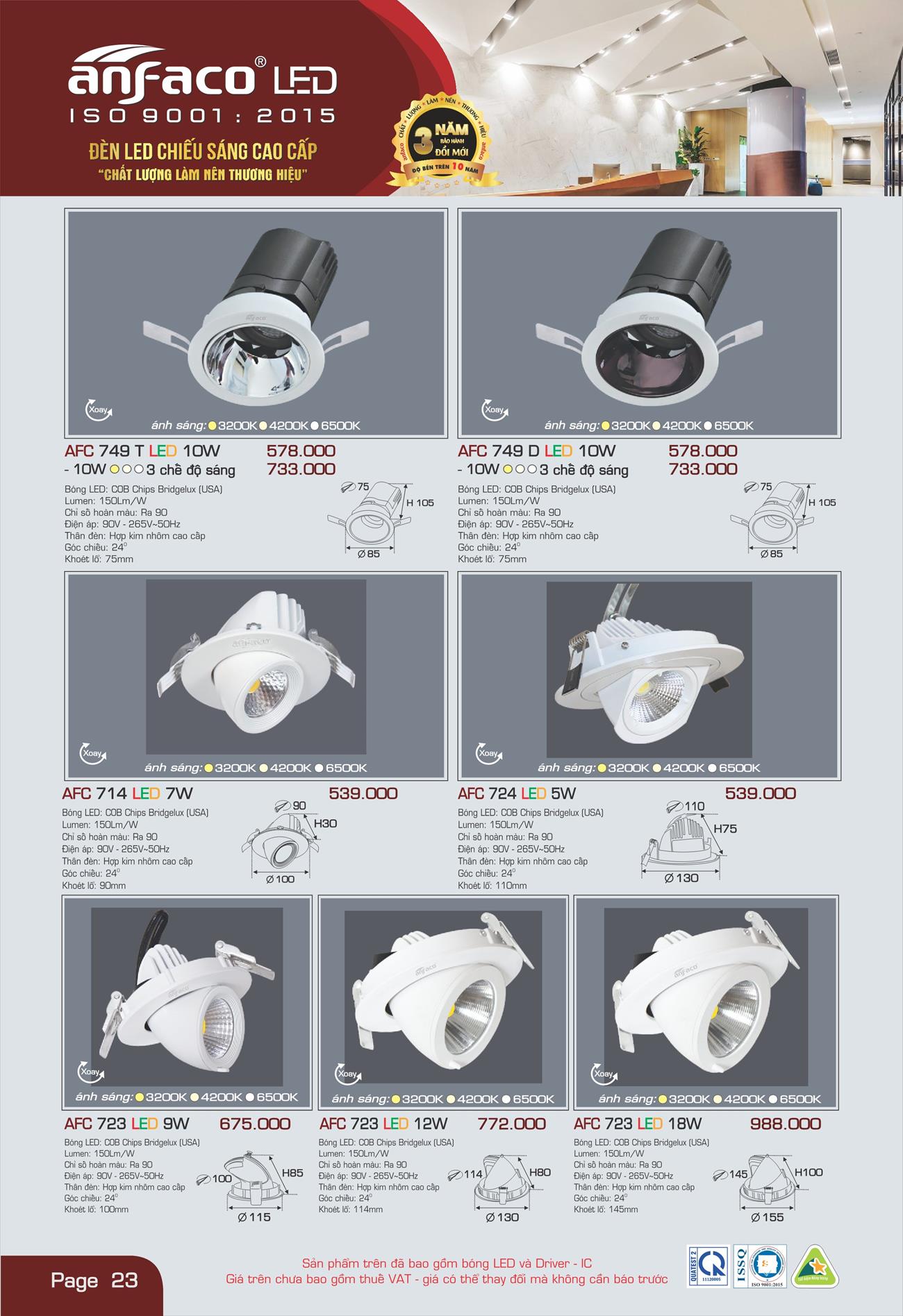Bảng Giá Đèn Anfaco Lighting 2022 - Trang 24)