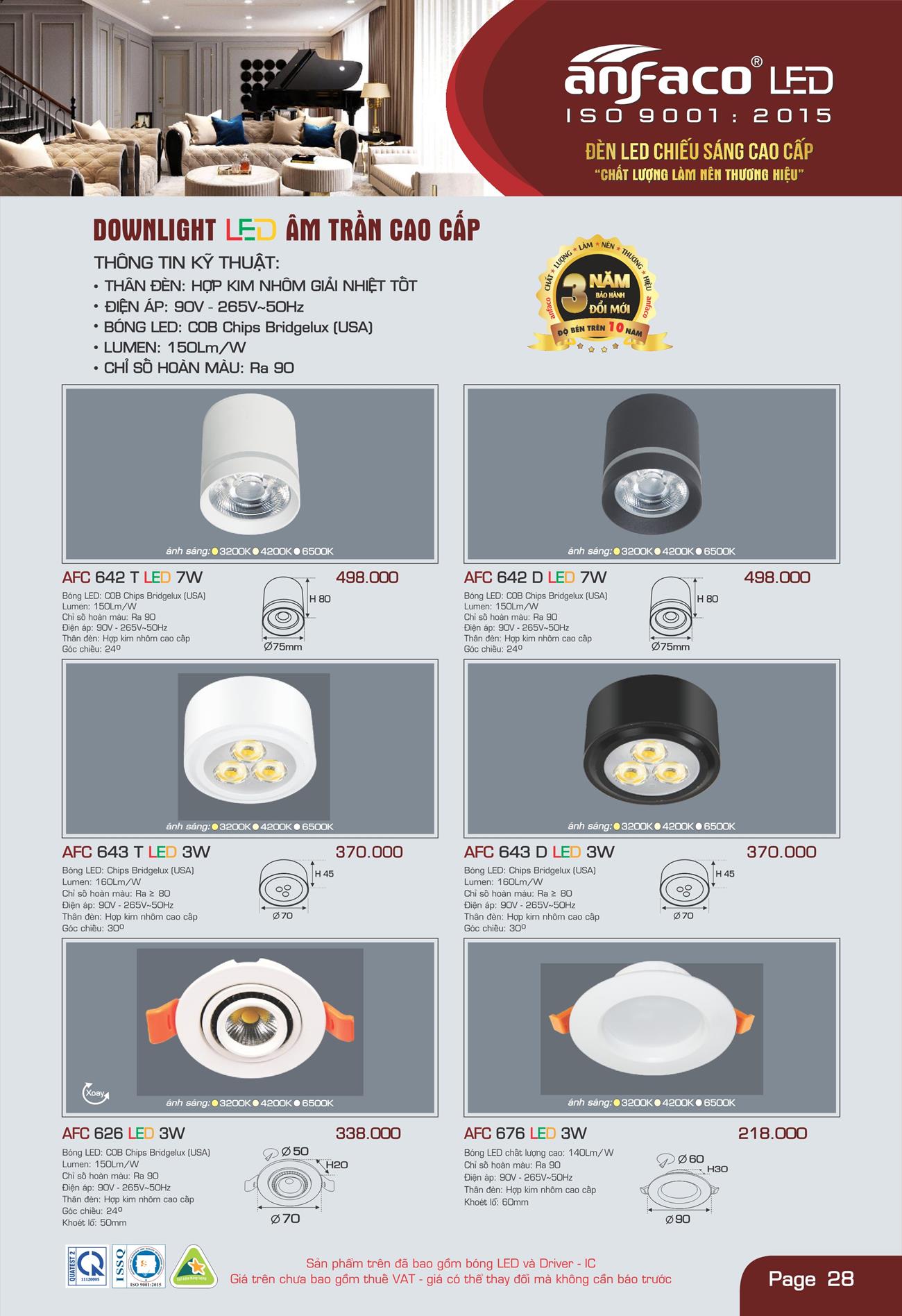 Bảng Giá Đèn Anfaco Lighting 2022 - Trang 29)