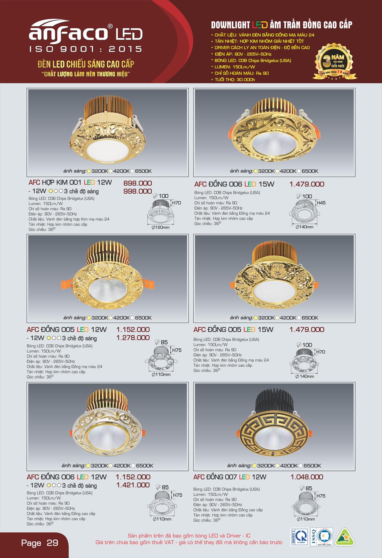 Bảng Giá Đèn Anfaco Lighting 2022 - Trang 30)
