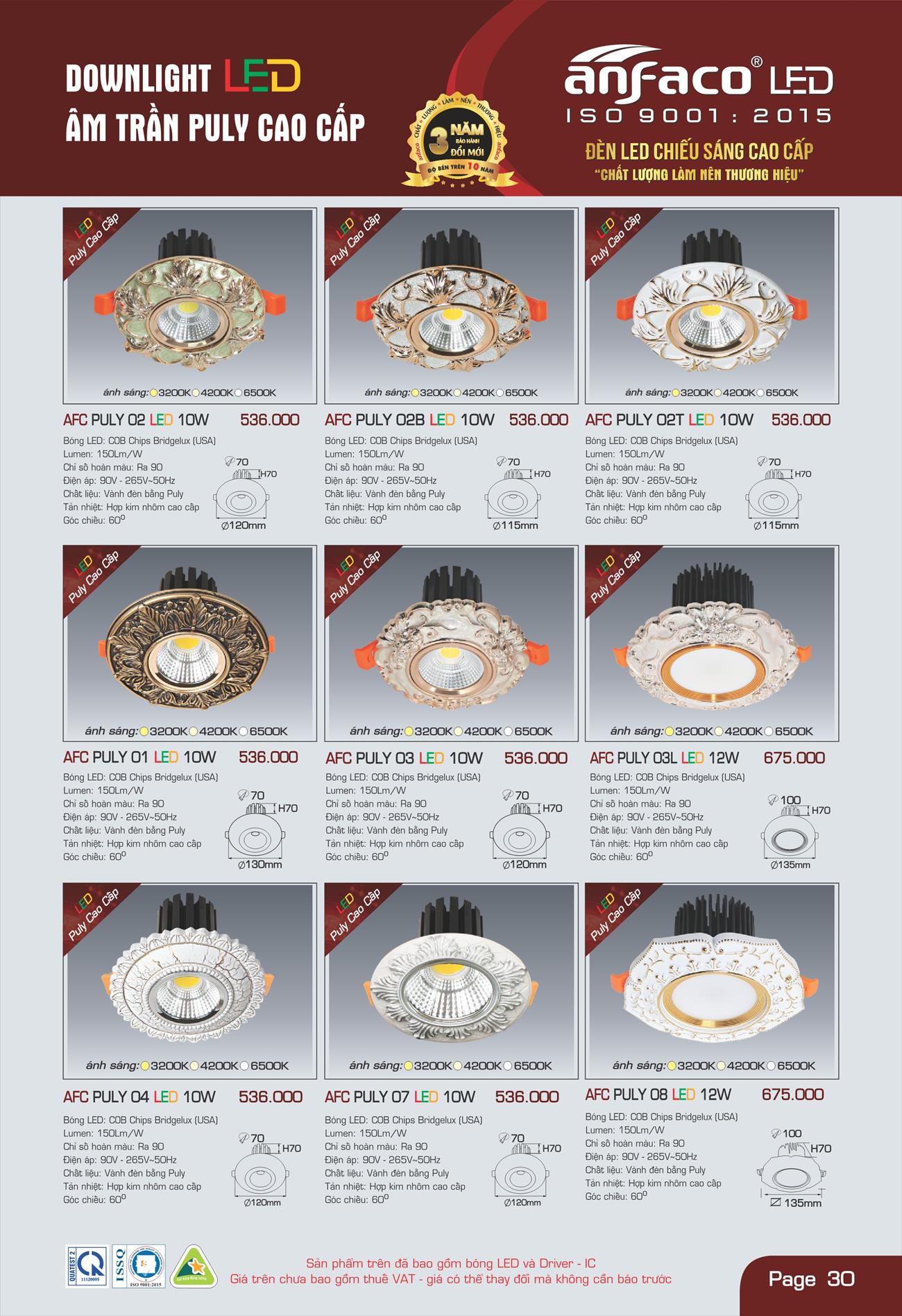 Bảng Giá Đèn Anfaco Lighting 2022 - Trang 31)