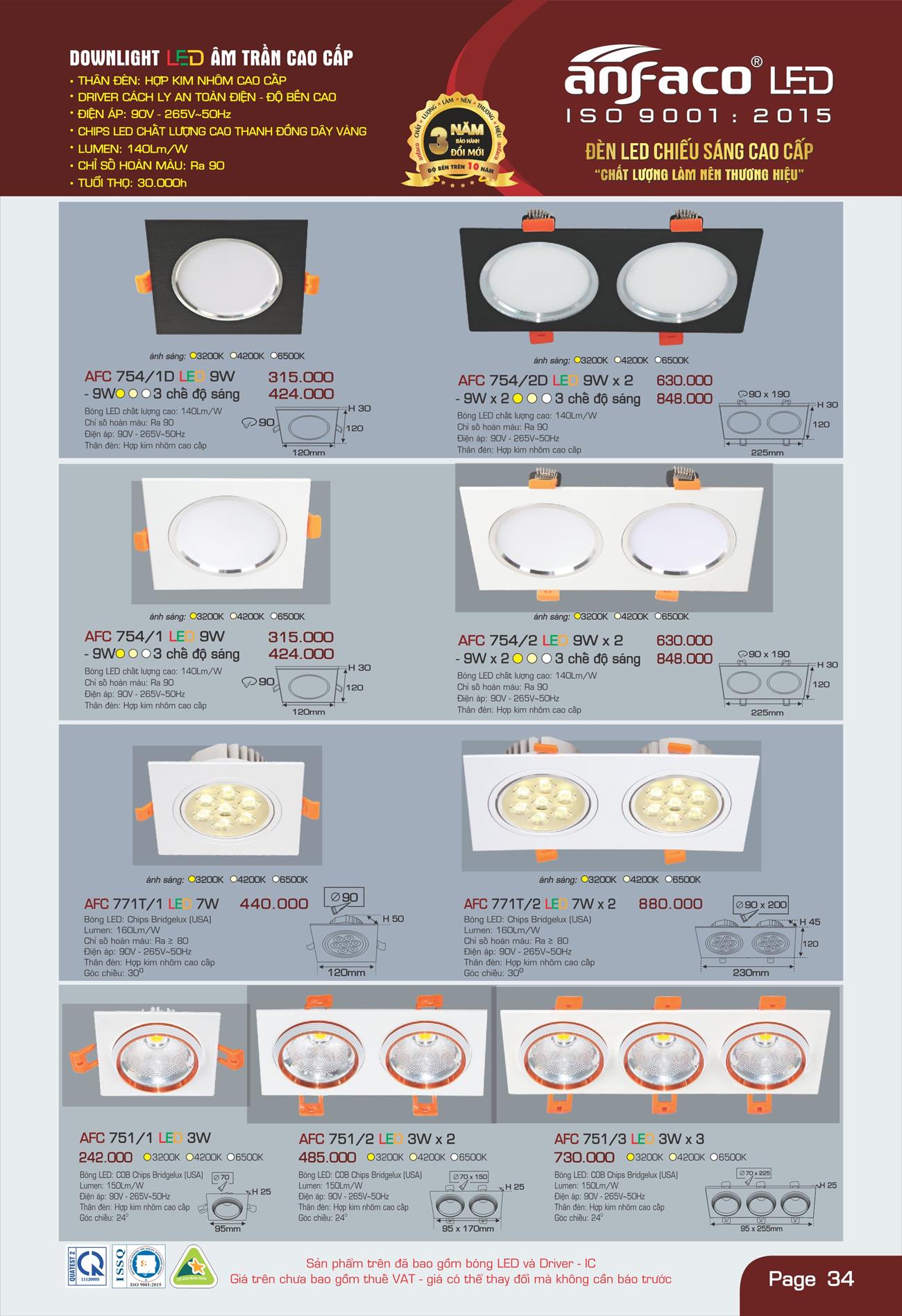 Bảng Giá Đèn Anfaco Lighting 2022 - Trang 35)
