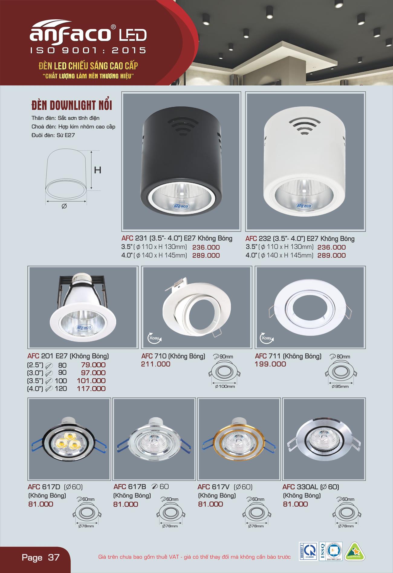 Bảng Giá Đèn Anfaco Lighting 2022 - Trang 38)