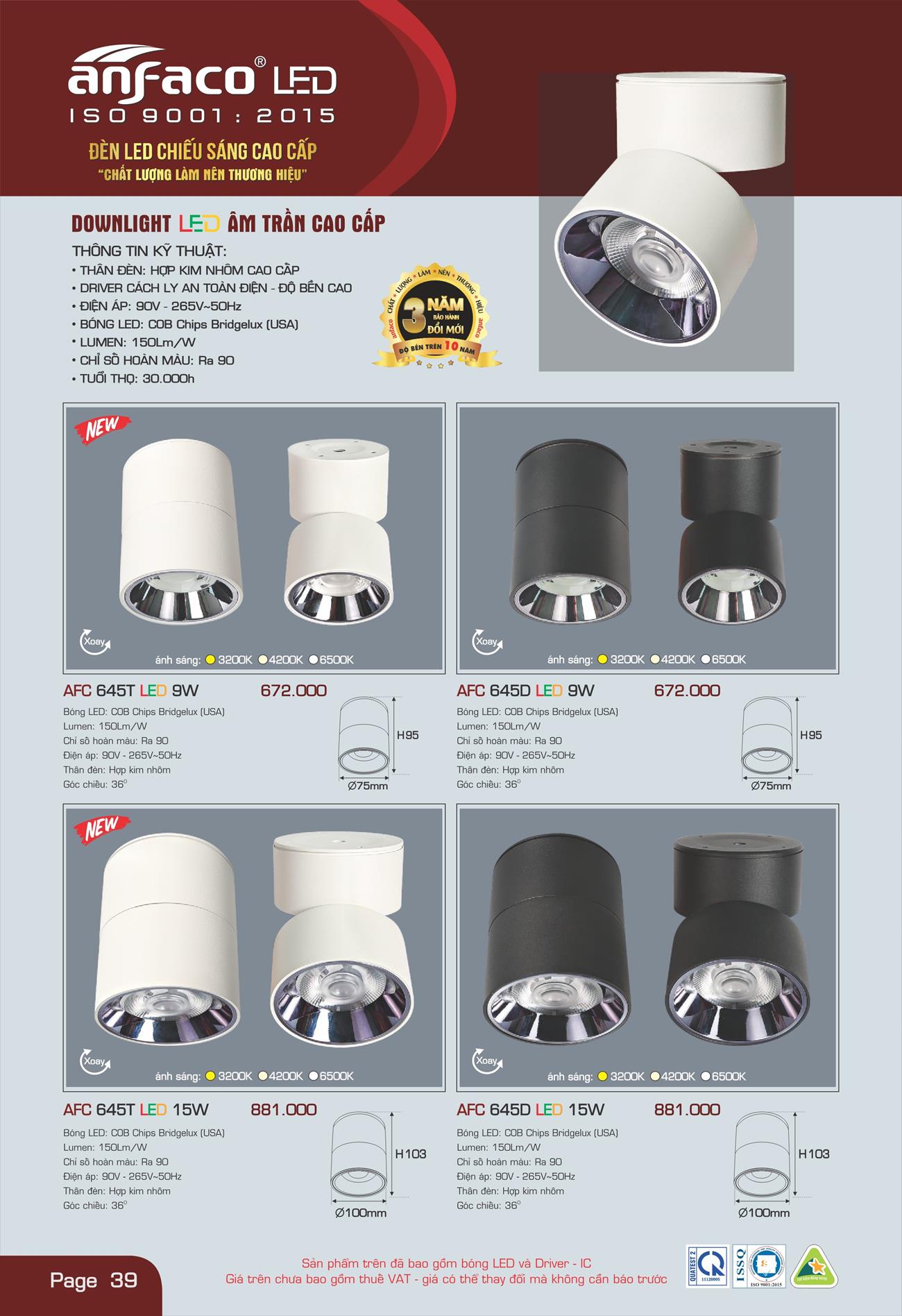 Bảng Giá Đèn Anfaco Lighting 2022 - Trang 40)