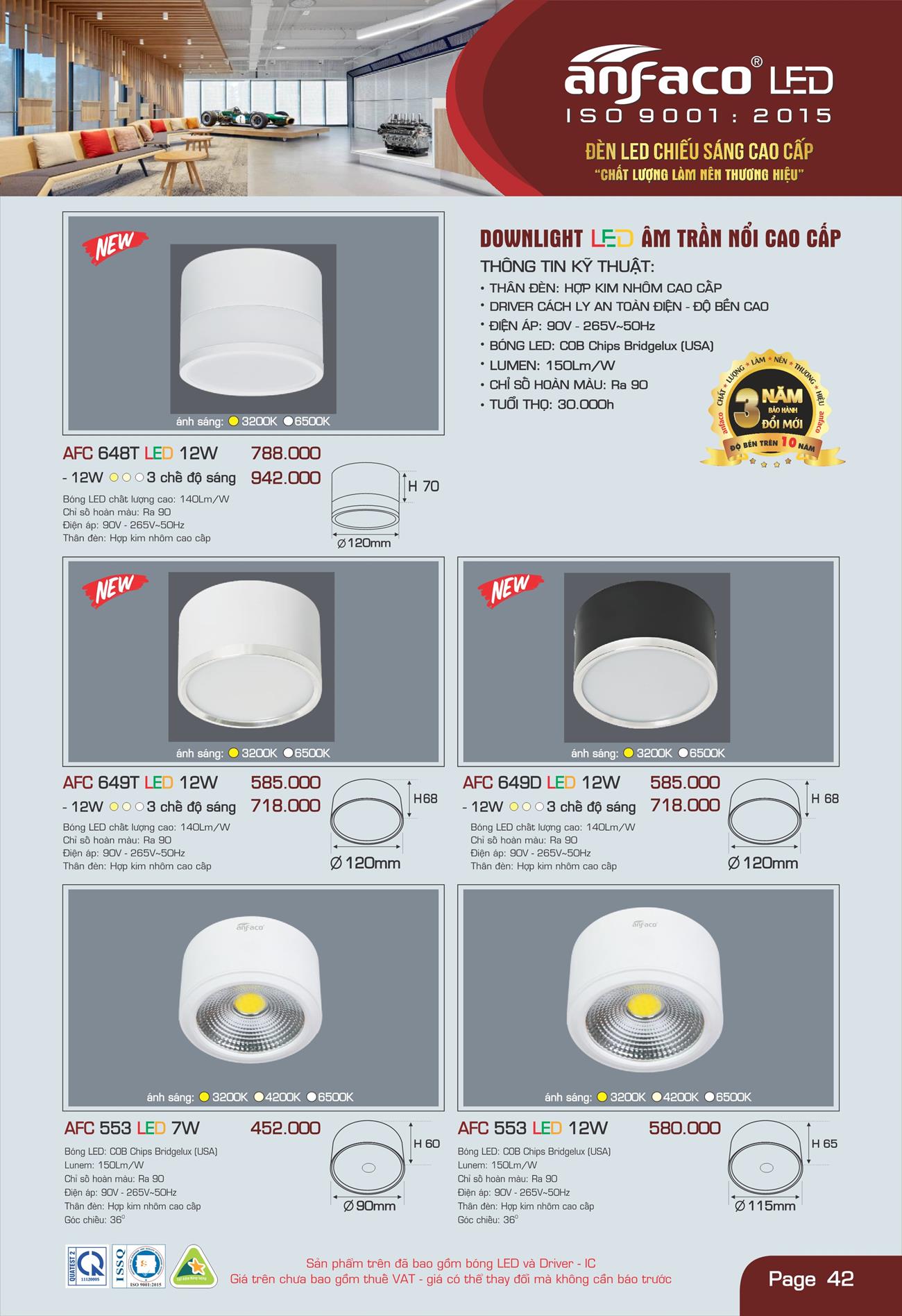 Bảng Giá Đèn Anfaco Lighting 2022 - Trang 43)
