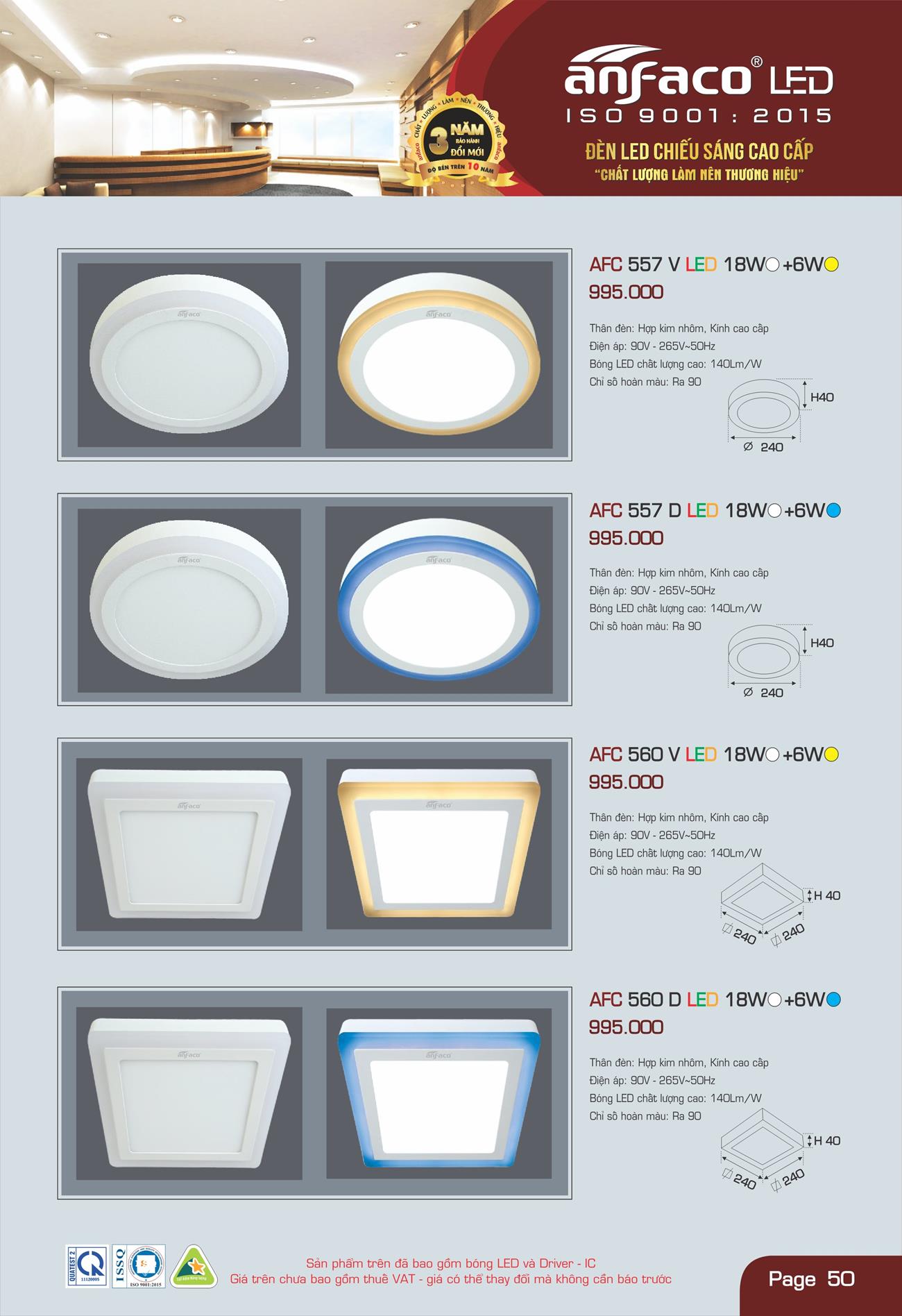 Bảng Giá Đèn Anfaco Lighting 2022 - Trang 51)