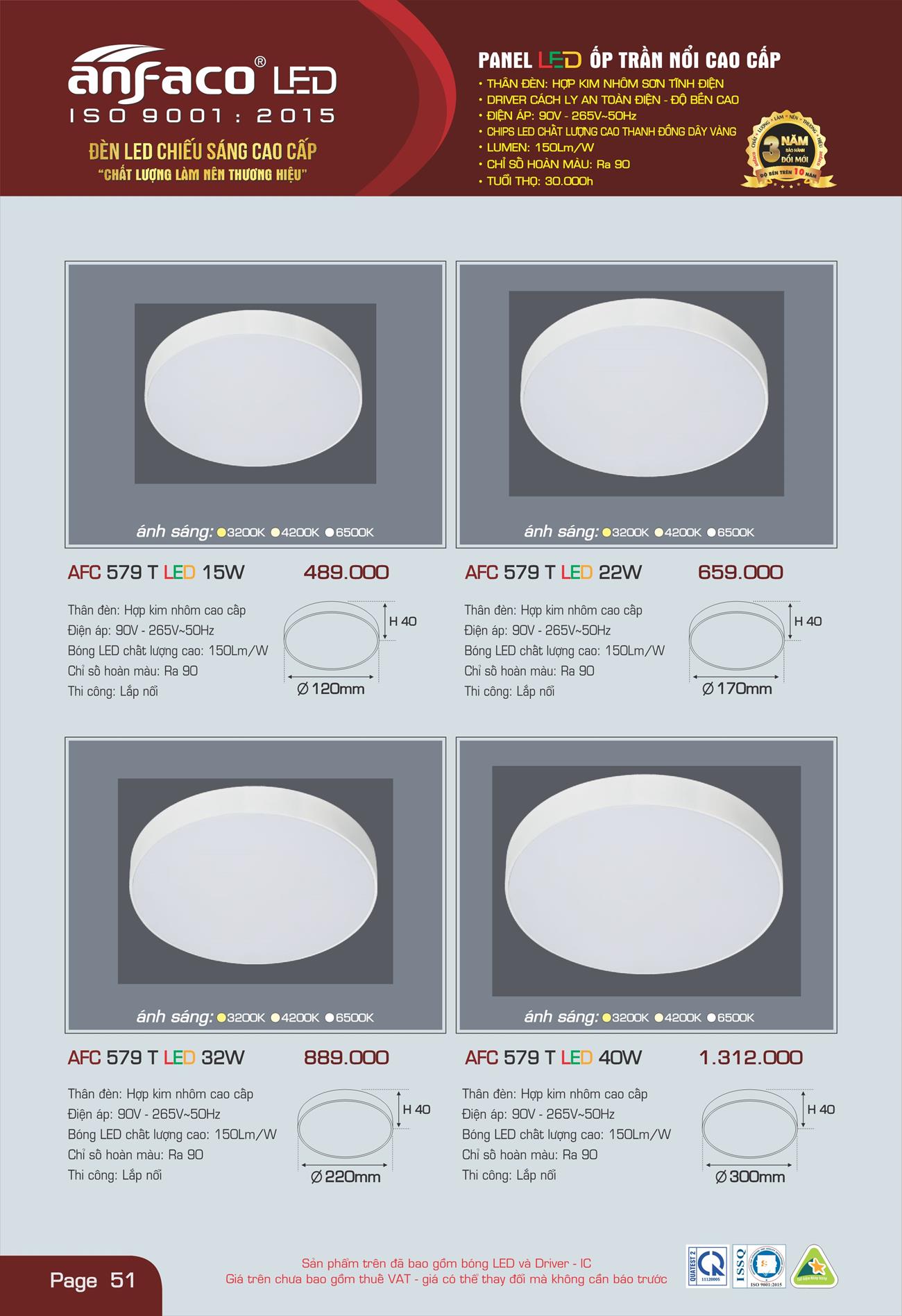 Bảng Giá Đèn Anfaco Lighting 2022 - Trang 52)