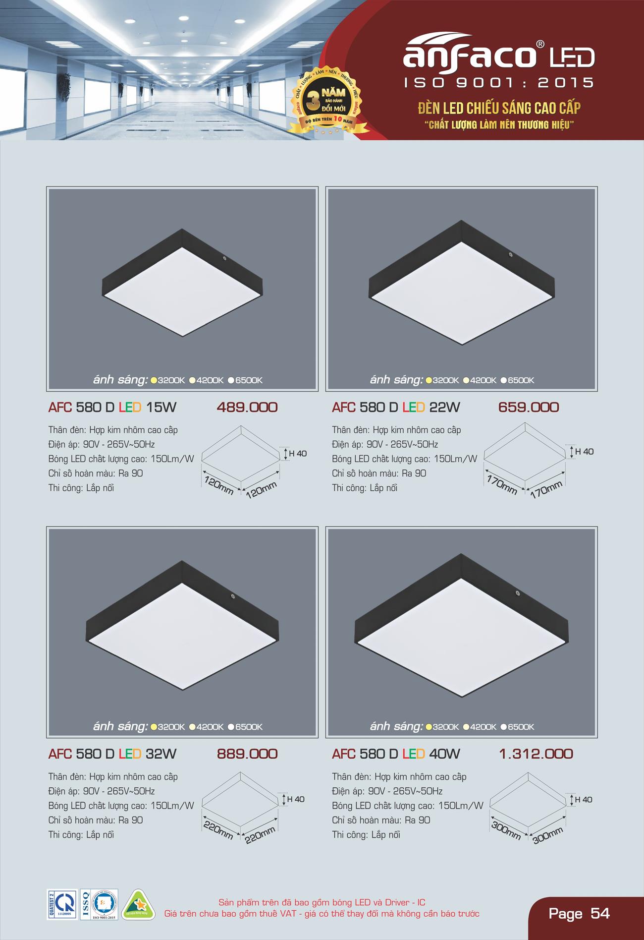 Bảng Giá Đèn Anfaco Lighting 2022 - Trang 55)