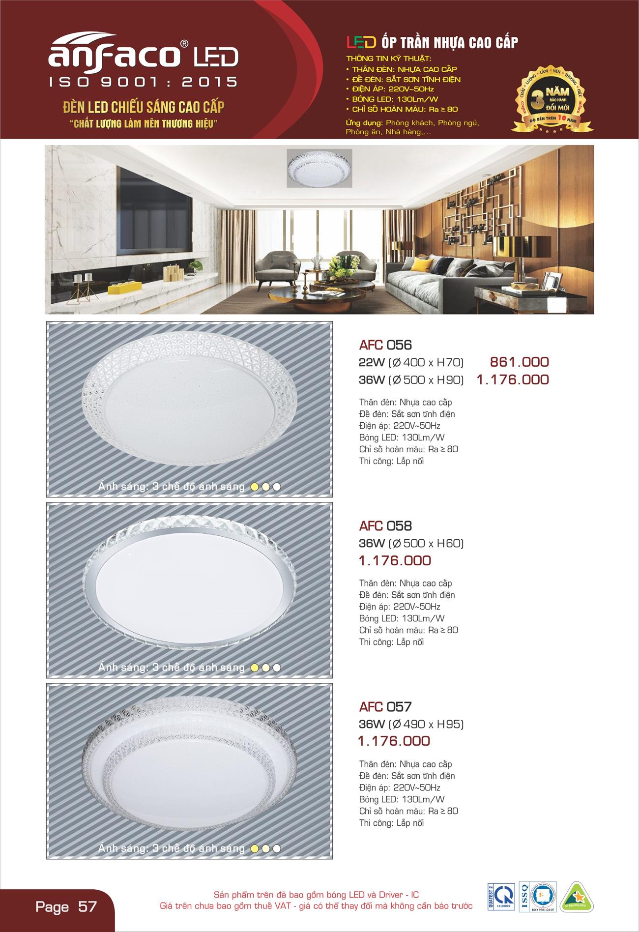 Bảng Giá Đèn Anfaco Lighting 2022 - Trang 58)