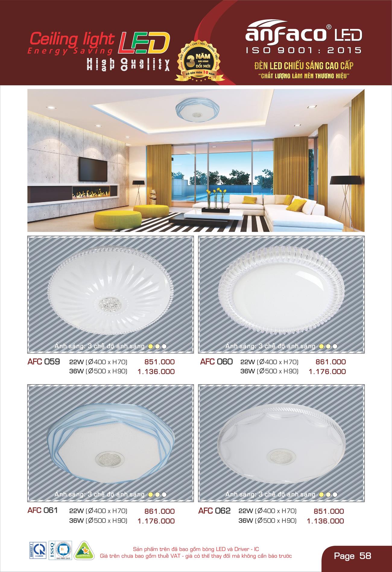 Bảng Giá Đèn Anfaco Lighting 2022 - Trang 59)