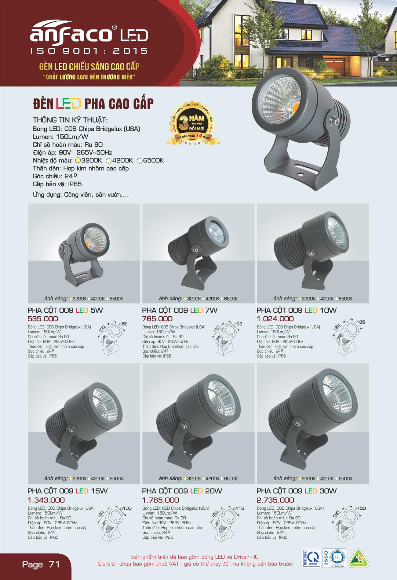 Bảng Giá Đèn Anfaco Lighting 2022 - Trang 72)