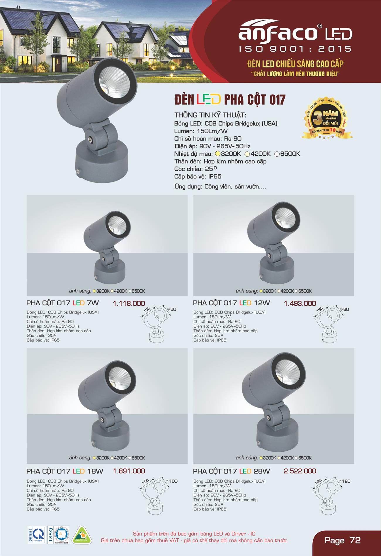 Bảng Giá Đèn Anfaco Lighting 2022 - Trang 73)