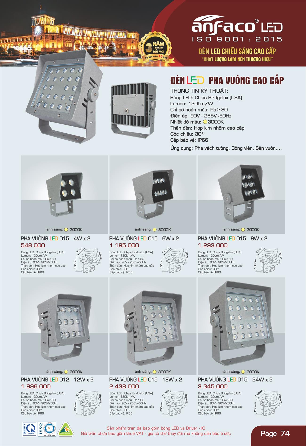 Bảng Giá Đèn Anfaco Lighting 2022 - Trang 75)