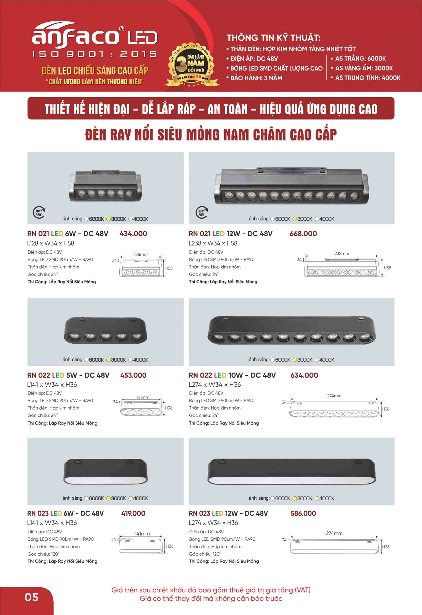 Bảng Giá Đèn Anfaco Lighting 2025 - Trang 6)