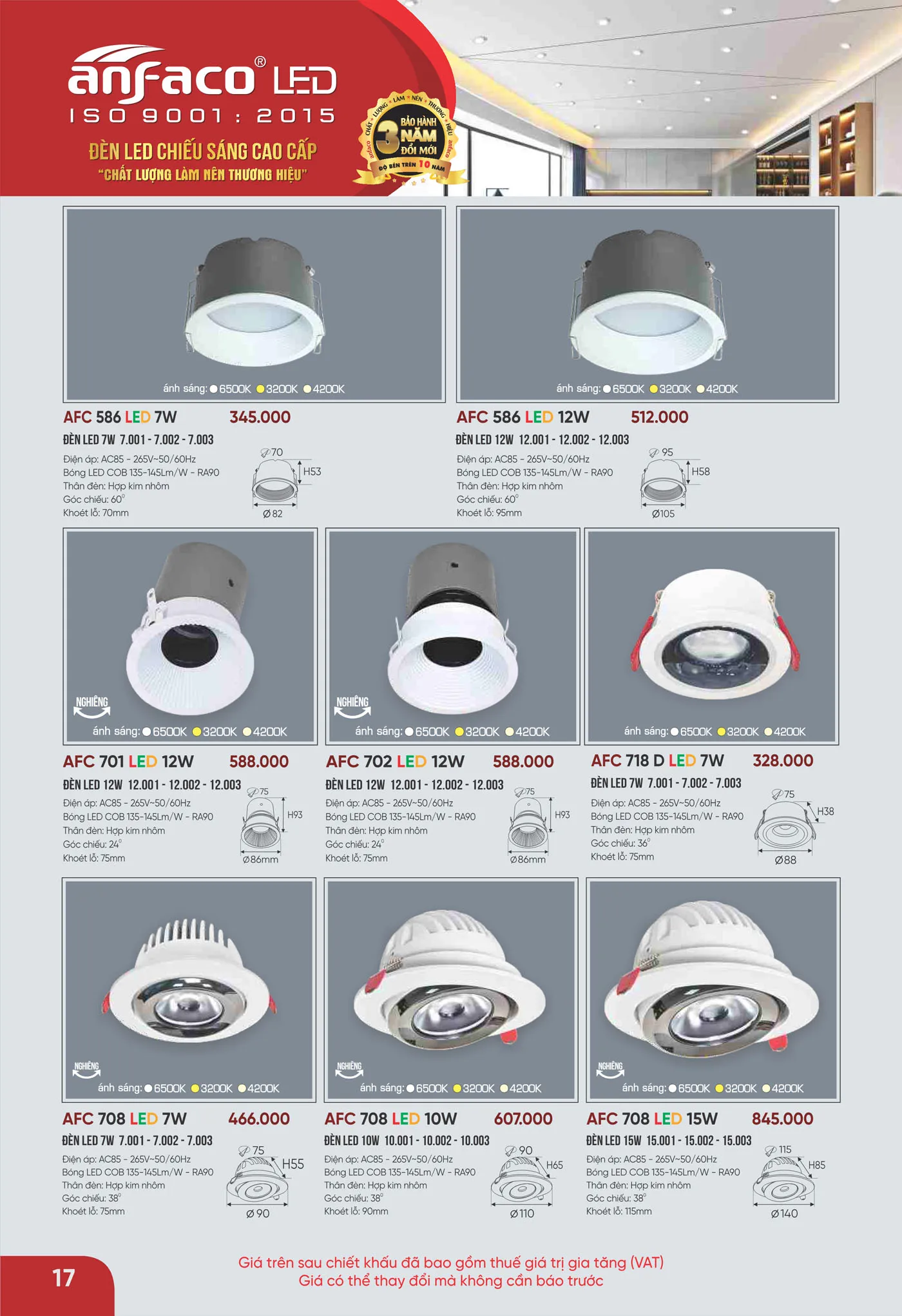 Bảng Giá Đèn Anfaco Lighting 2025 - Trang 18)