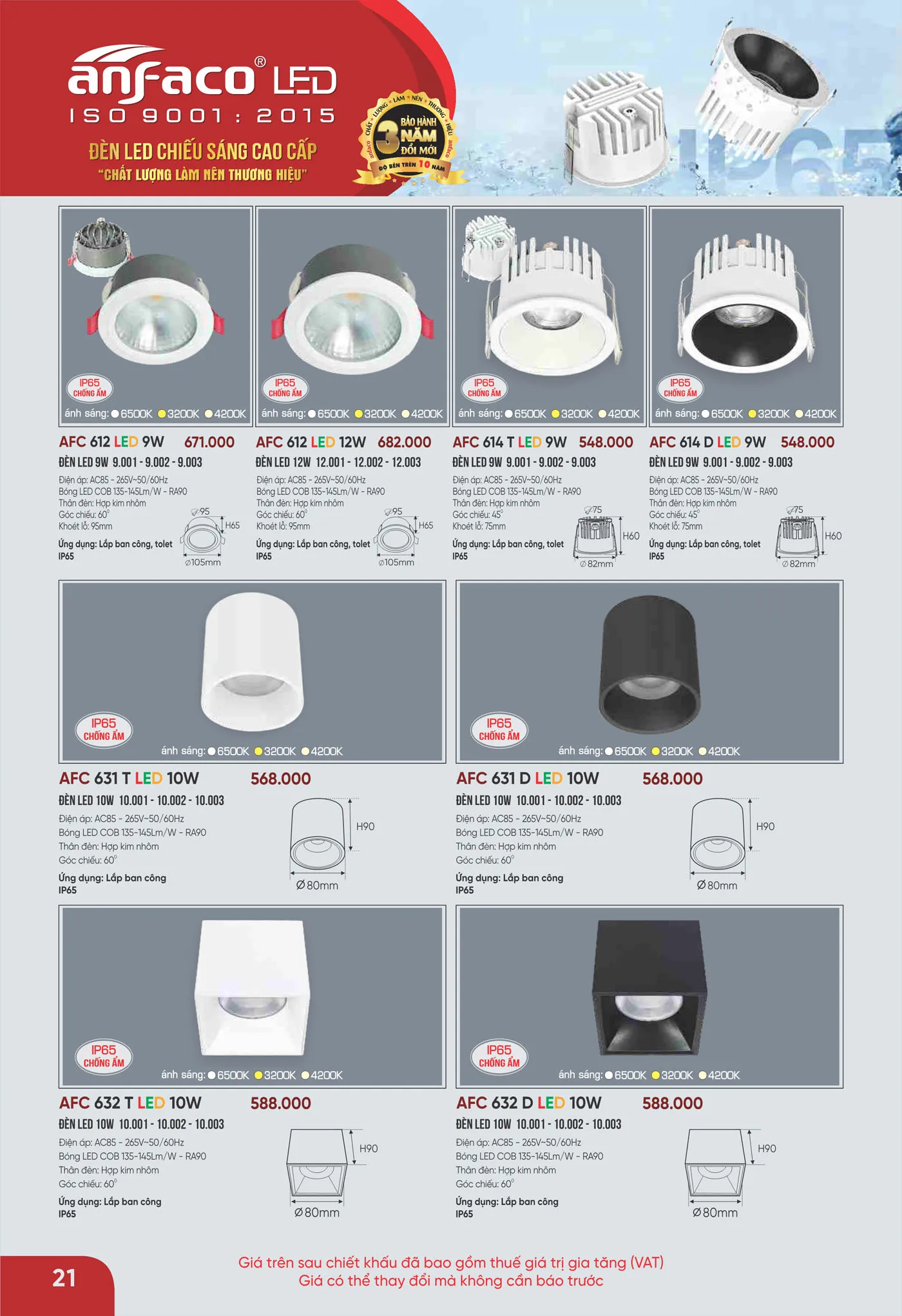 Bảng Giá Đèn Anfaco Lighting 2025 - Trang 22)