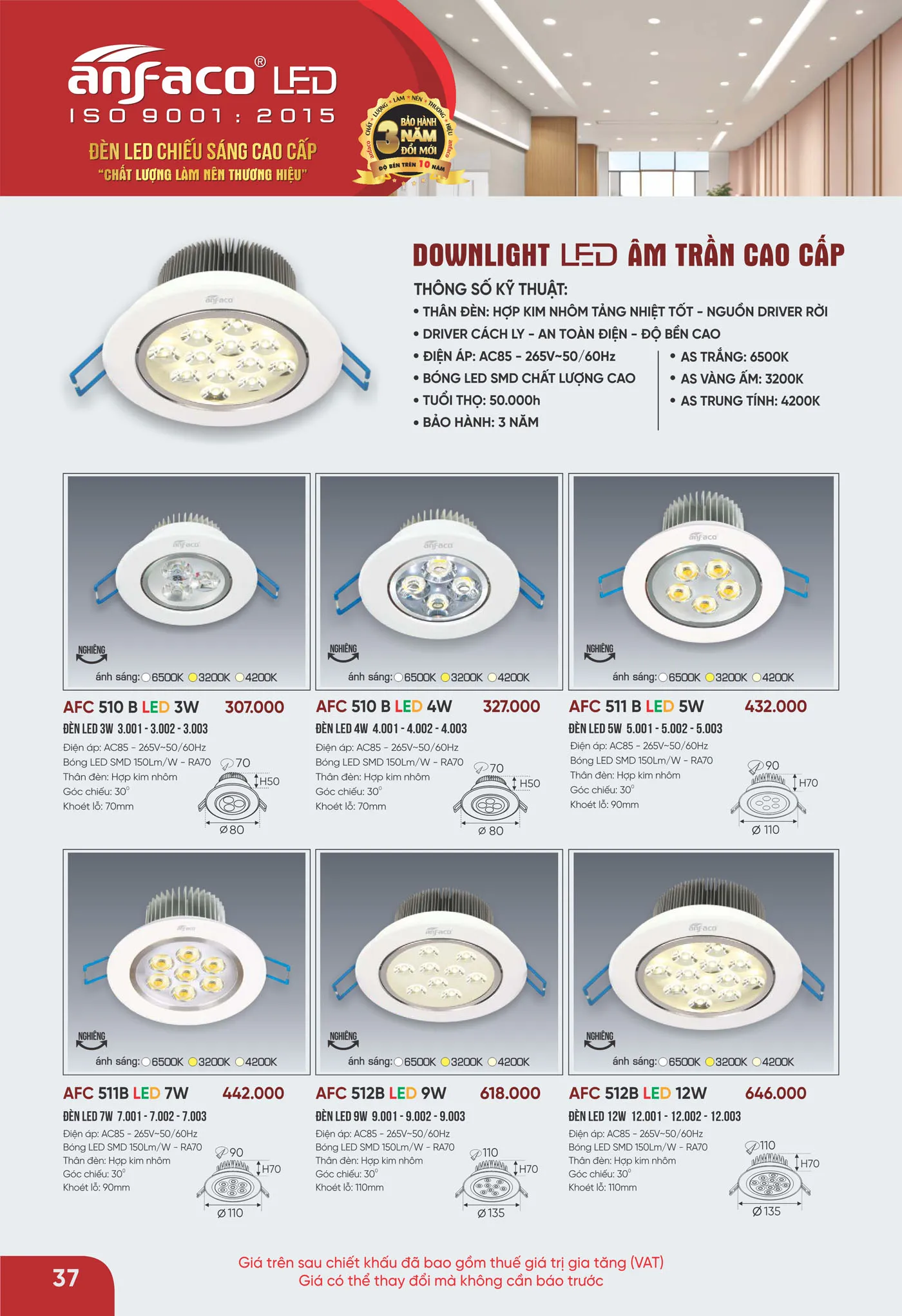 Bảng Giá Đèn Anfaco Lighting 2025 - Trang 38)