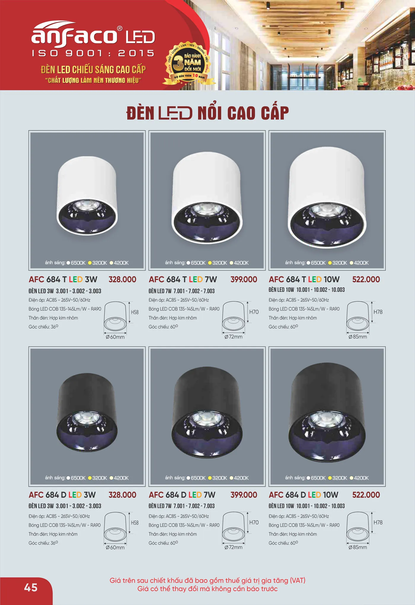 Bảng Giá Đèn Anfaco Lighting 2025 - Trang 46)