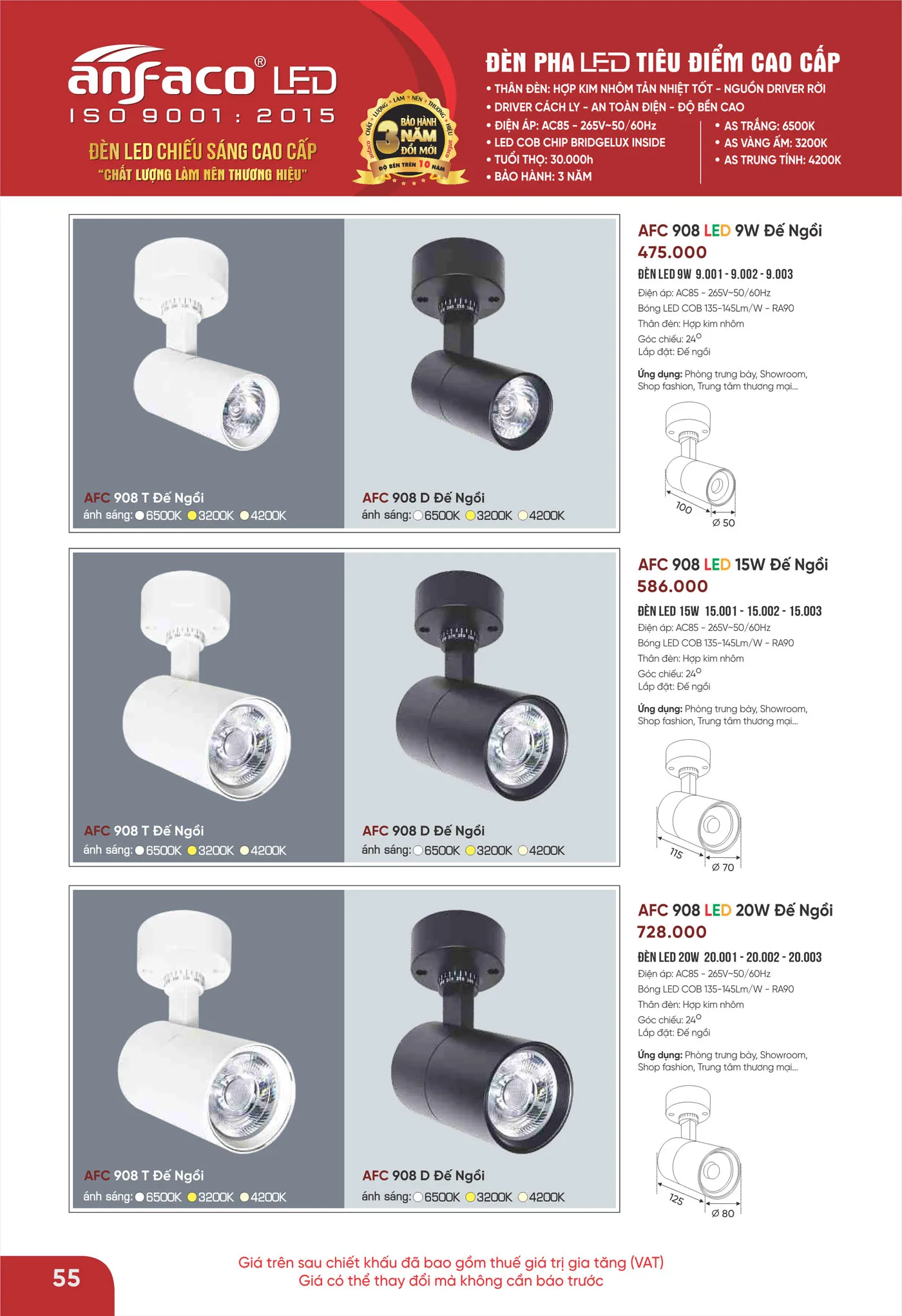 Bảng Giá Đèn Anfaco Lighting 2025 - Trang 56)