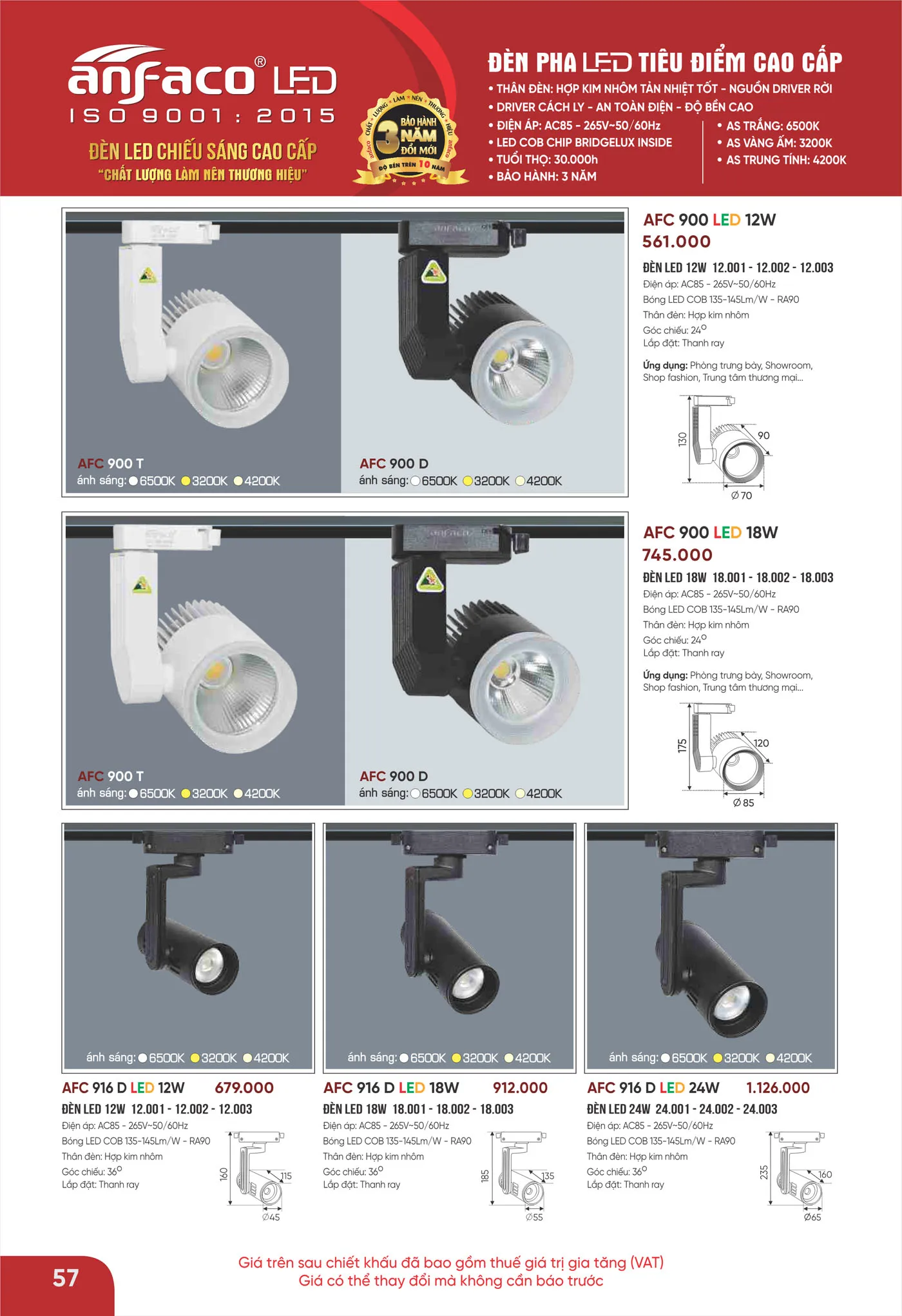 Bảng Giá Đèn Anfaco Lighting 2025 - Trang 58)