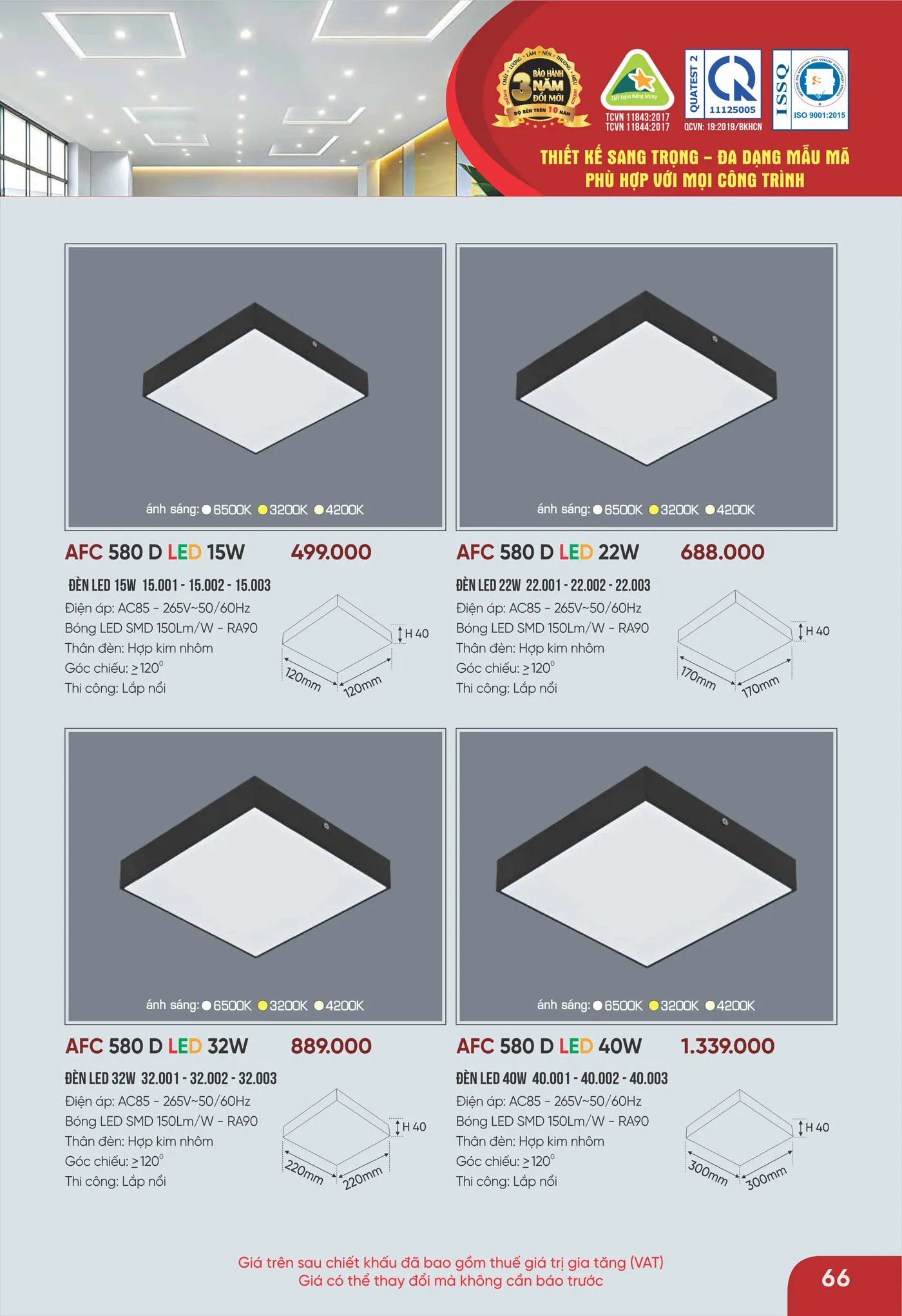 Bảng Giá Đèn Anfaco Lighting 2025 - Trang 67)