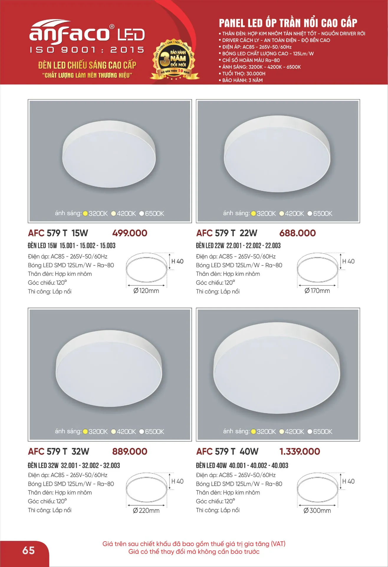 Bảng Giá Đèn Anfaco Lighting 2026 - Trang 65)