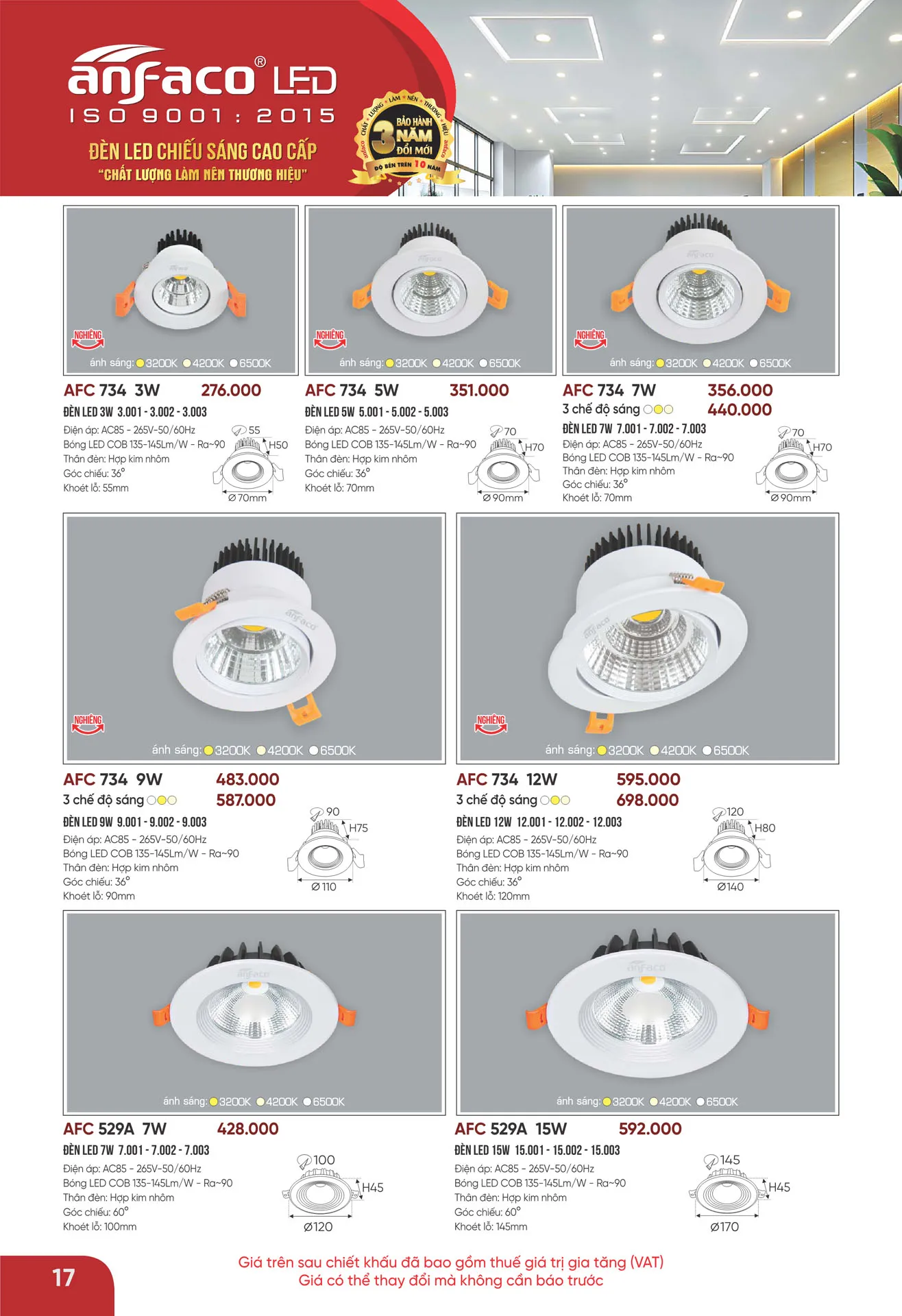 Bảng Giá Đèn Anfaco Lighting 2026 - Trang 18)