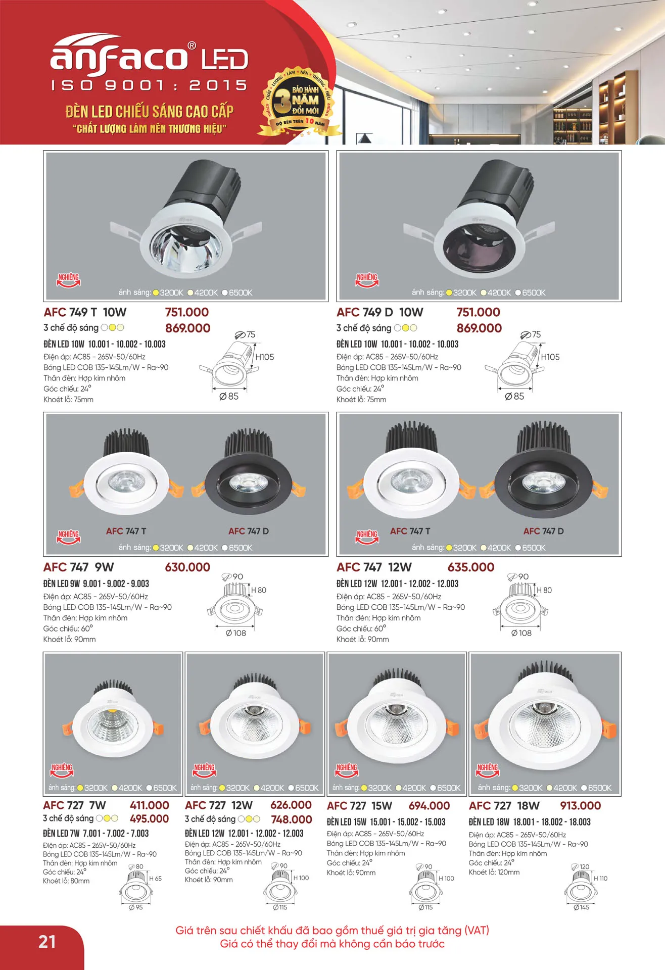 Bảng Giá Đèn Anfaco Lighting 2026 - Trang 22)