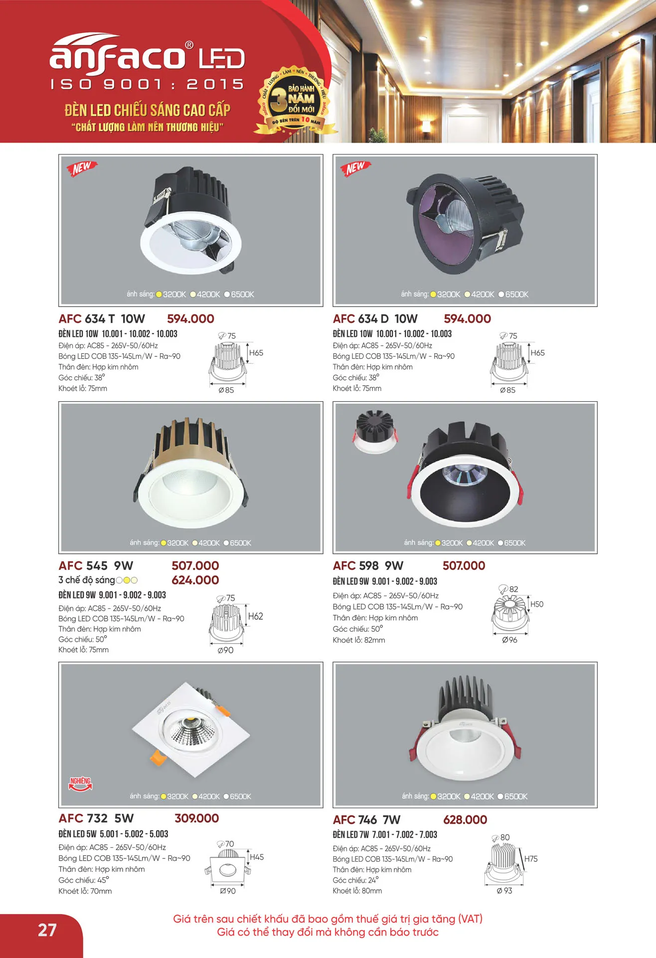 Bảng Giá Đèn Anfaco Lighting 2026 - Trang 28)