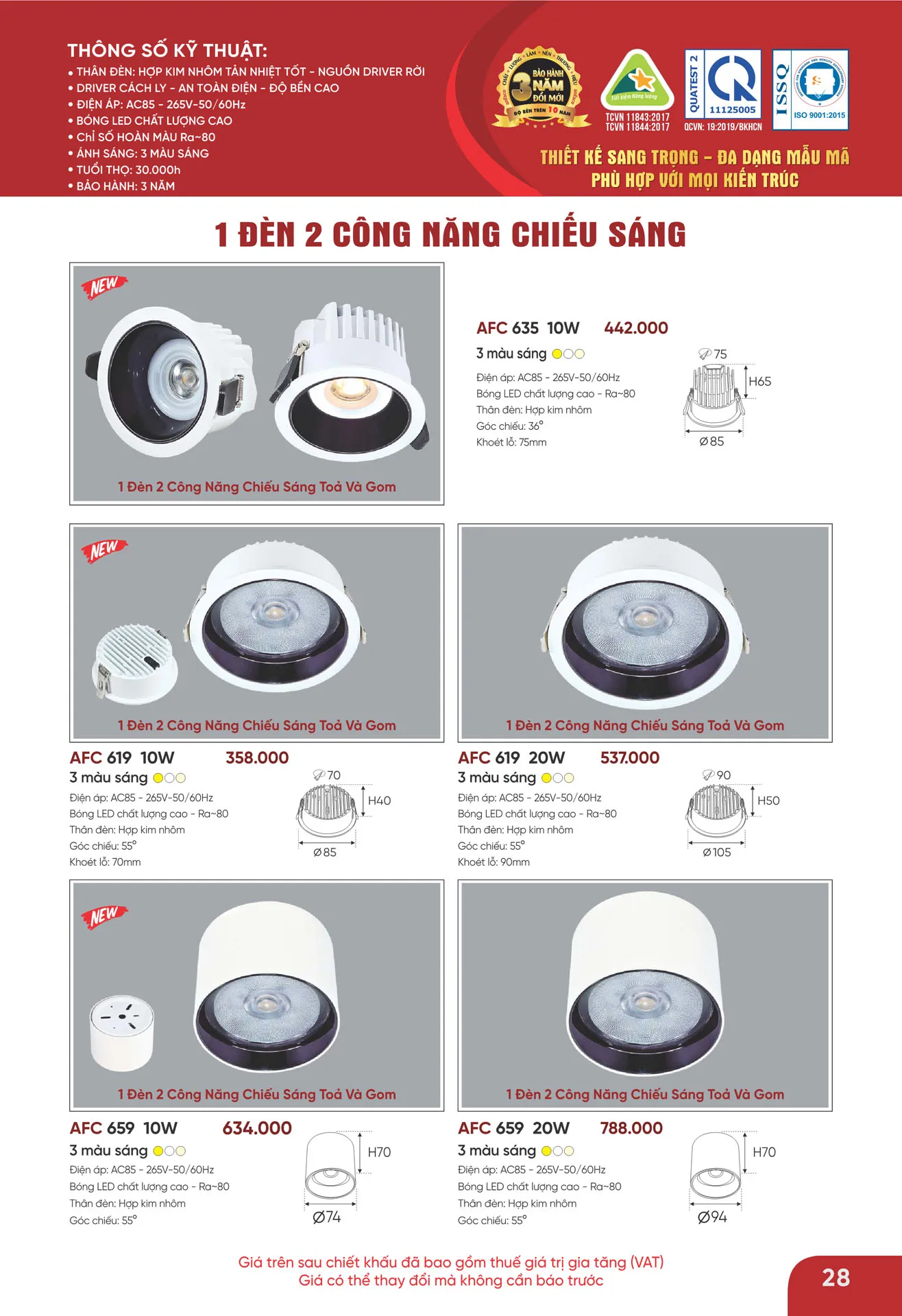 Bảng Giá Đèn Anfaco Lighting 2026 - Trang 29)
