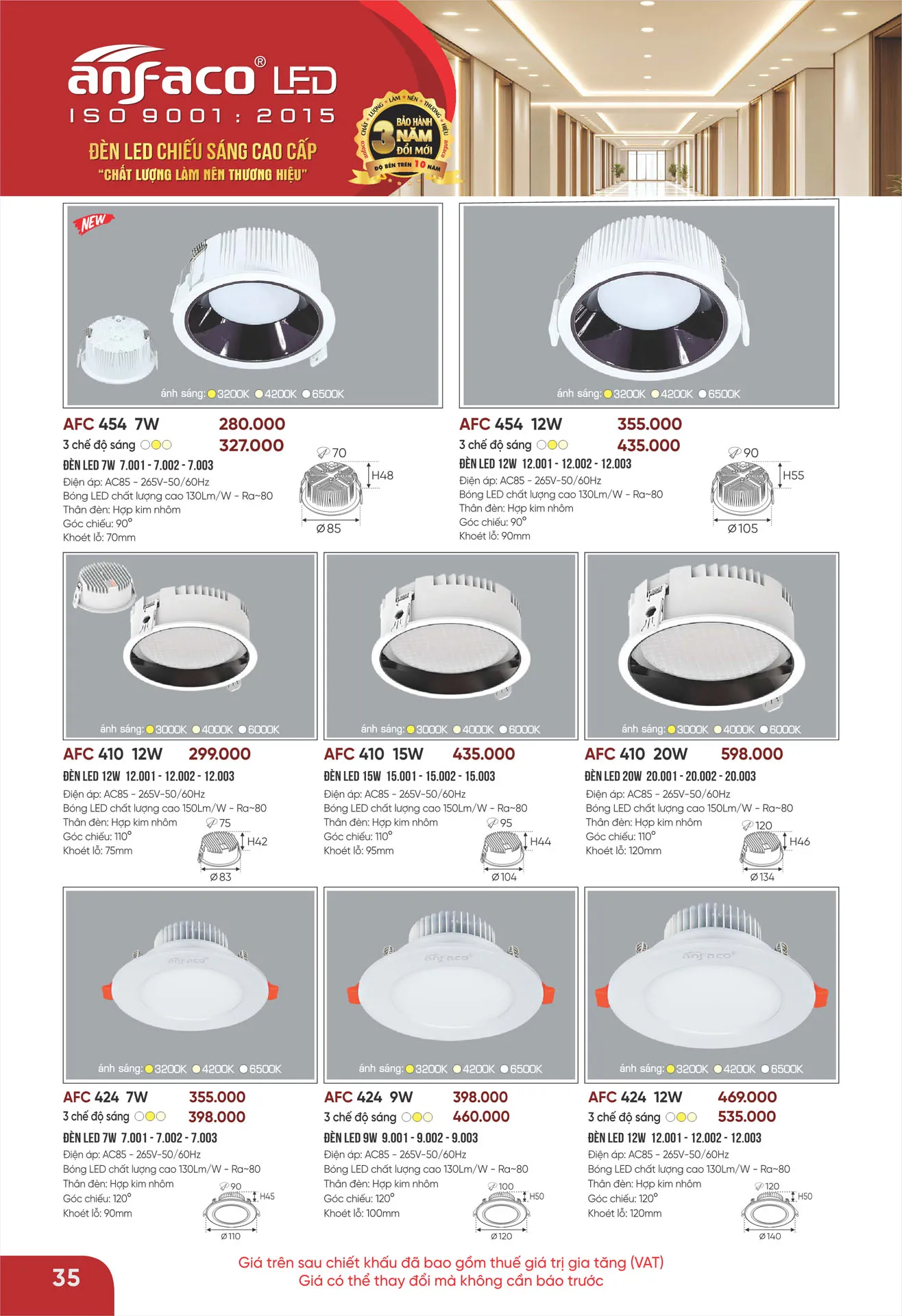 Bảng Giá Đèn Anfaco Lighting 2026 - Trang 36)