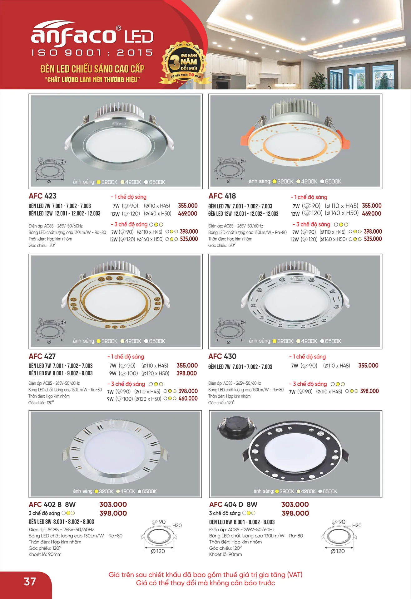 Bảng Giá Đèn Anfaco Lighting 2026 - Trang 38)