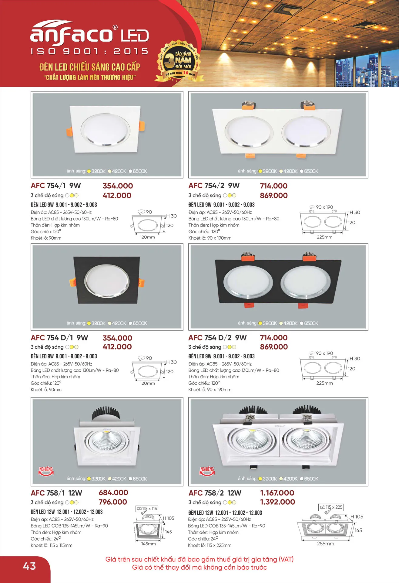 Bảng Giá Đèn Anfaco Lighting 2026 - Trang 44)