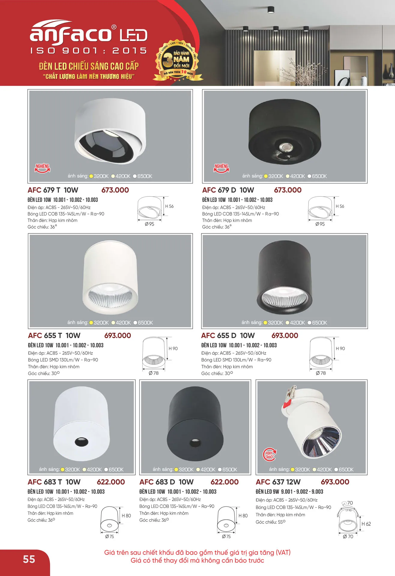 Bảng Giá Đèn Anfaco Lighting 2026 - Trang 56)