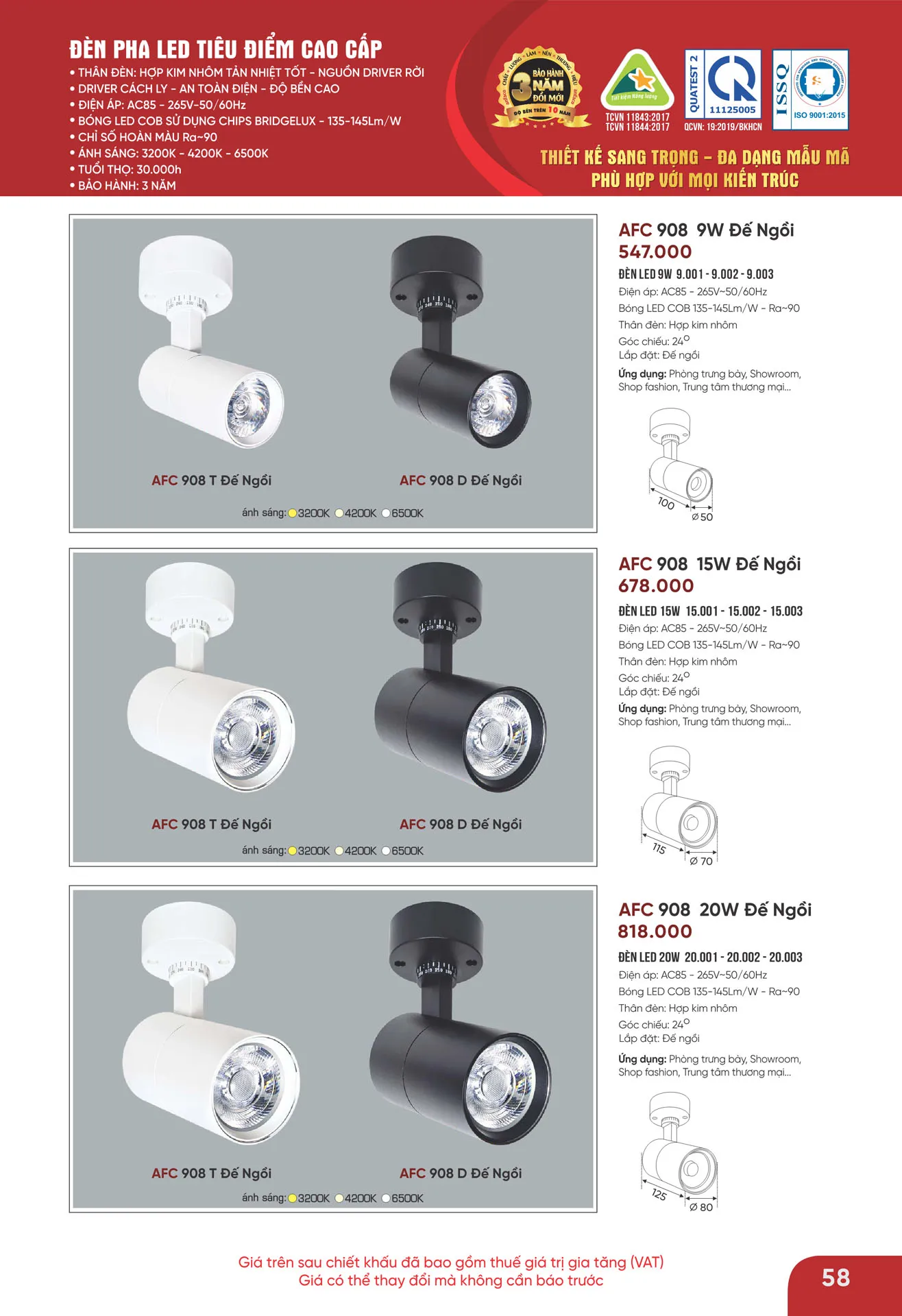 Bảng Giá Đèn Anfaco Lighting 2026 - Trang 59)