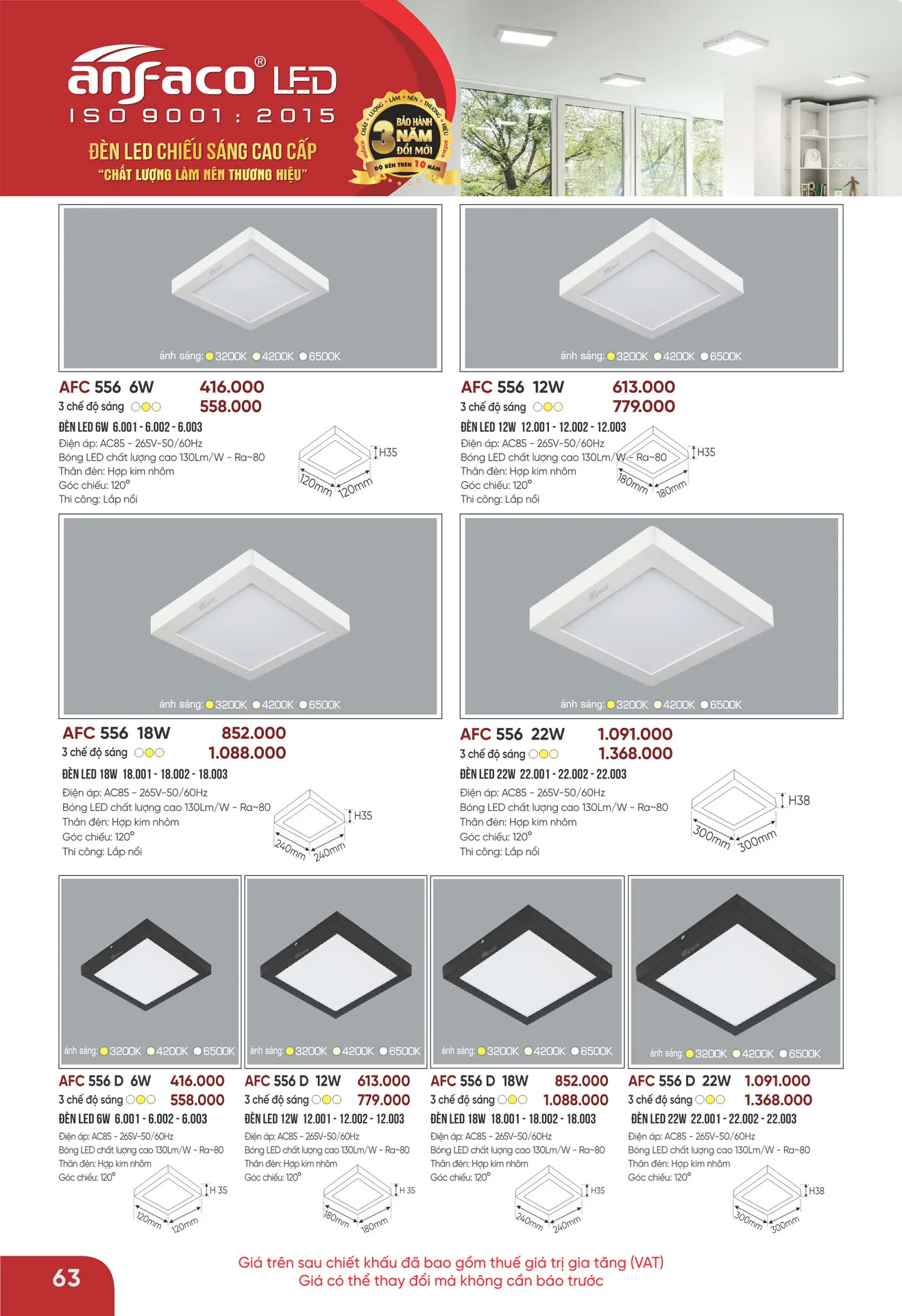 Bảng Giá Đèn Anfaco Lighting 2026 - Trang 64)