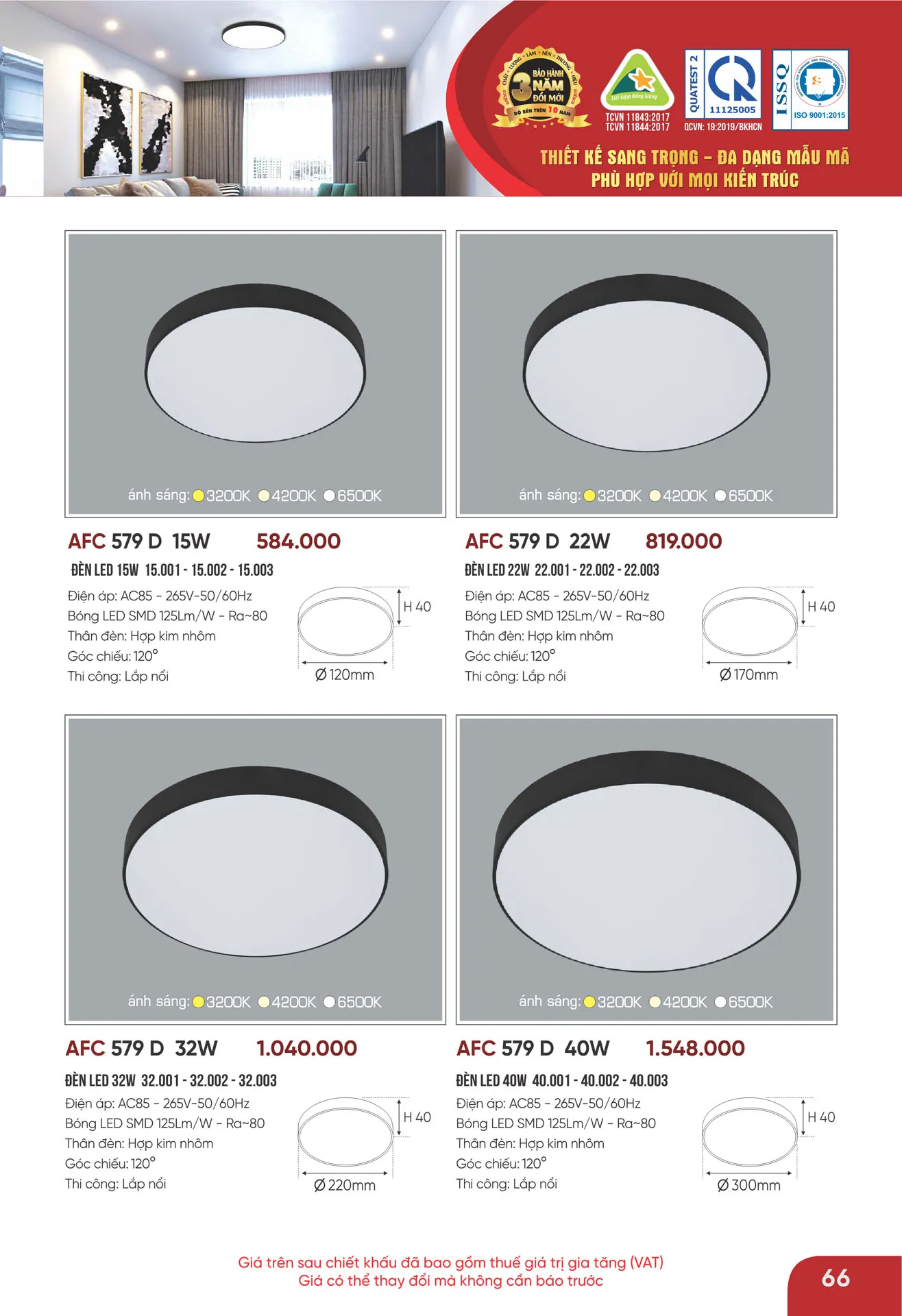 Bảng Giá Đèn Anfaco Lighting 2026 - Trang 67)