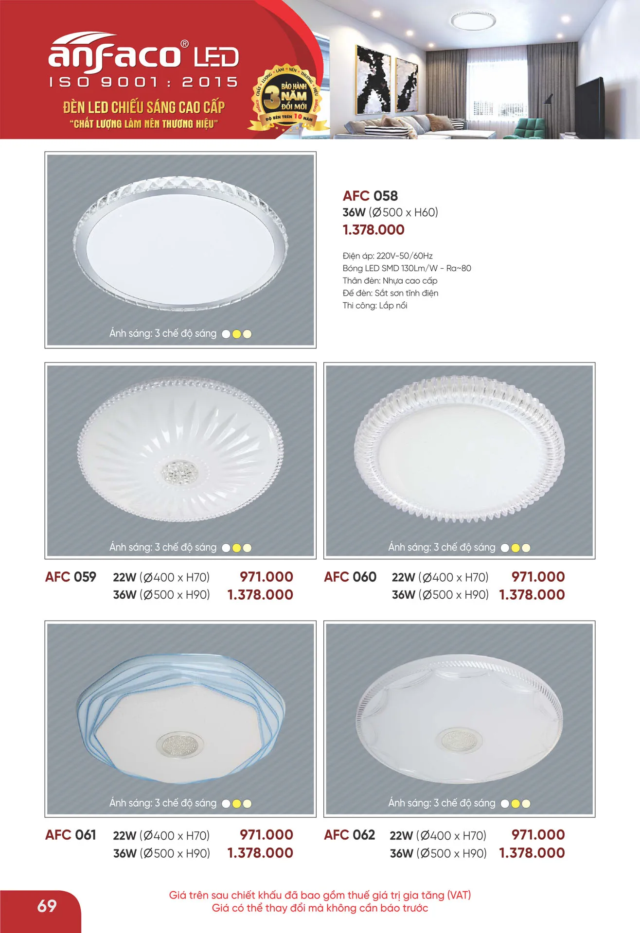 Bảng Giá Đèn Anfaco Lighting 2026 - Trang 70)
