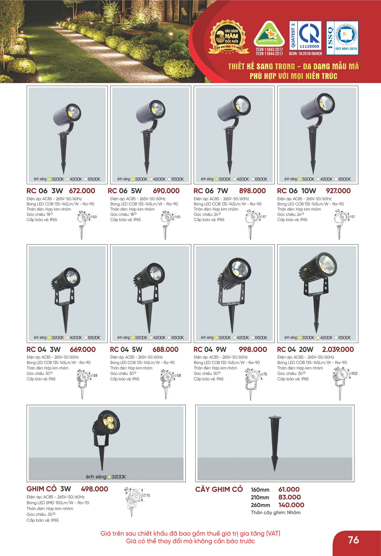 Bảng Giá Đèn Anfaco Lighting 2026 - Trang 77)