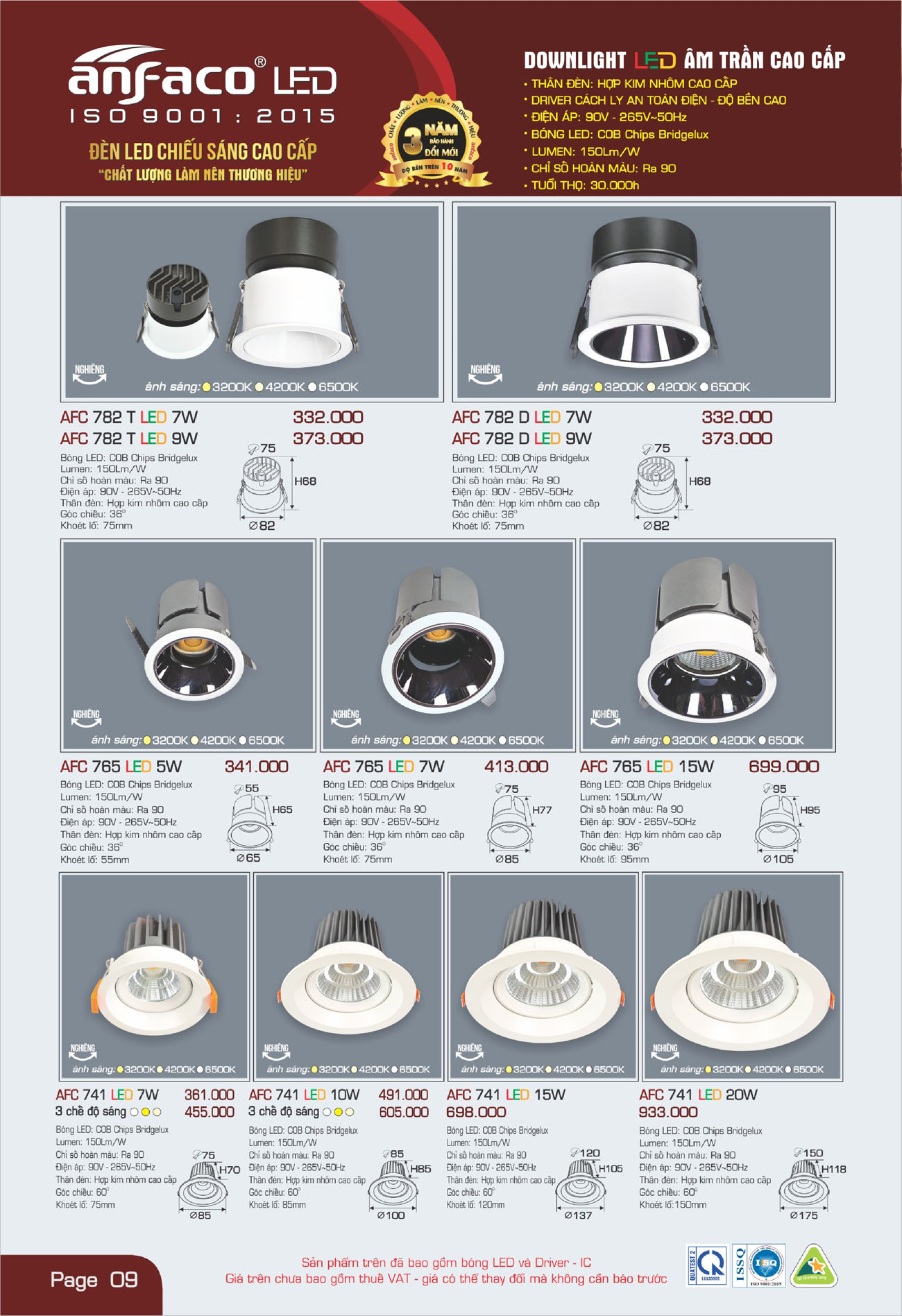 Bảng Giá Đèn Anfaco Lighting 2025 - Trang 10)