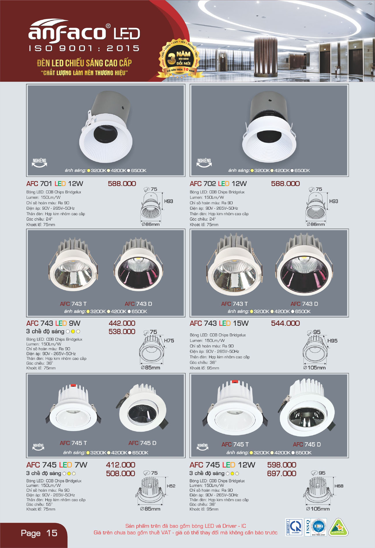 Bảng Giá Đèn Anfaco Lighting 2025 - Trang 16)
