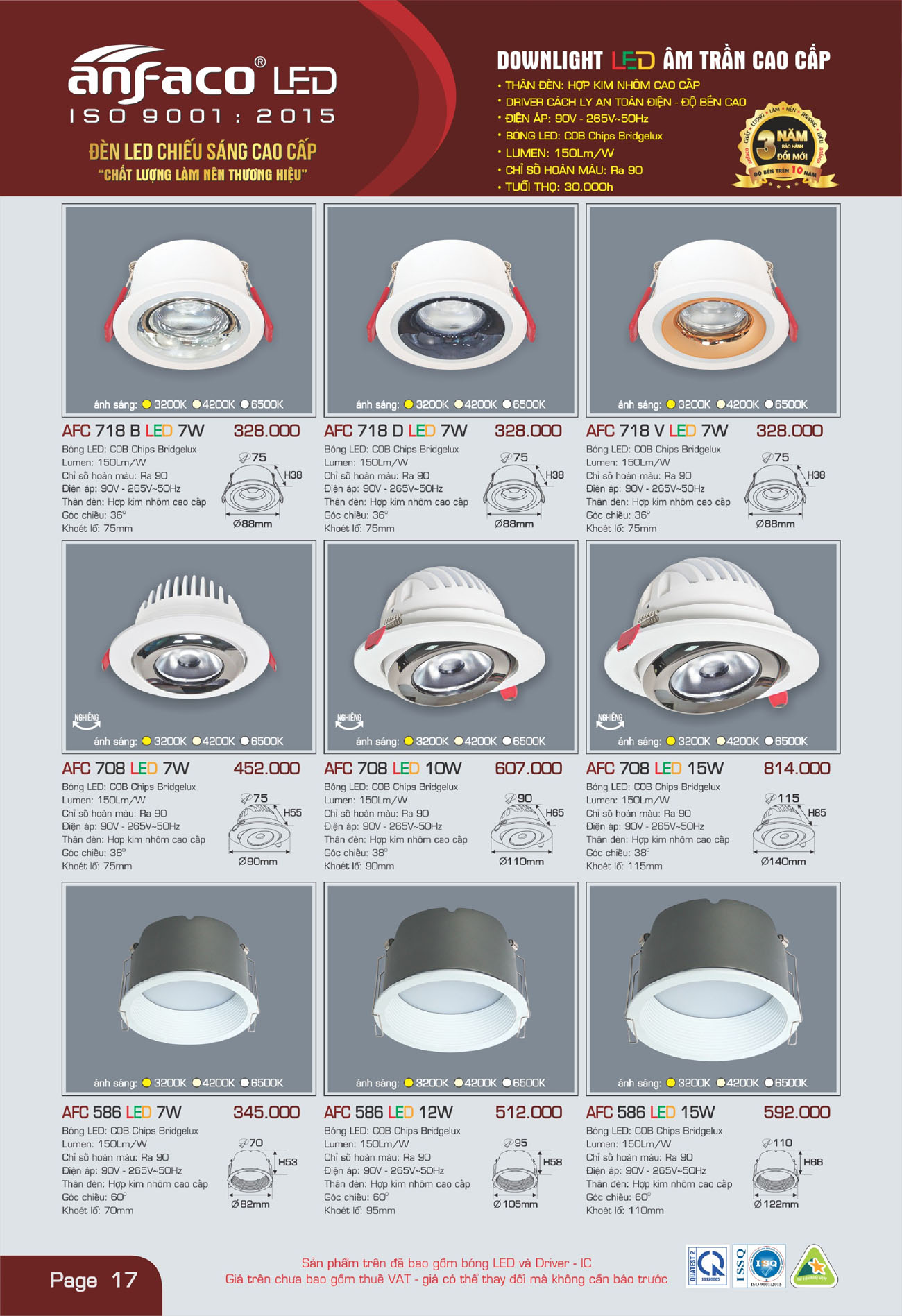 Bảng Giá Đèn Anfaco Lighting 2025 - Trang 18)