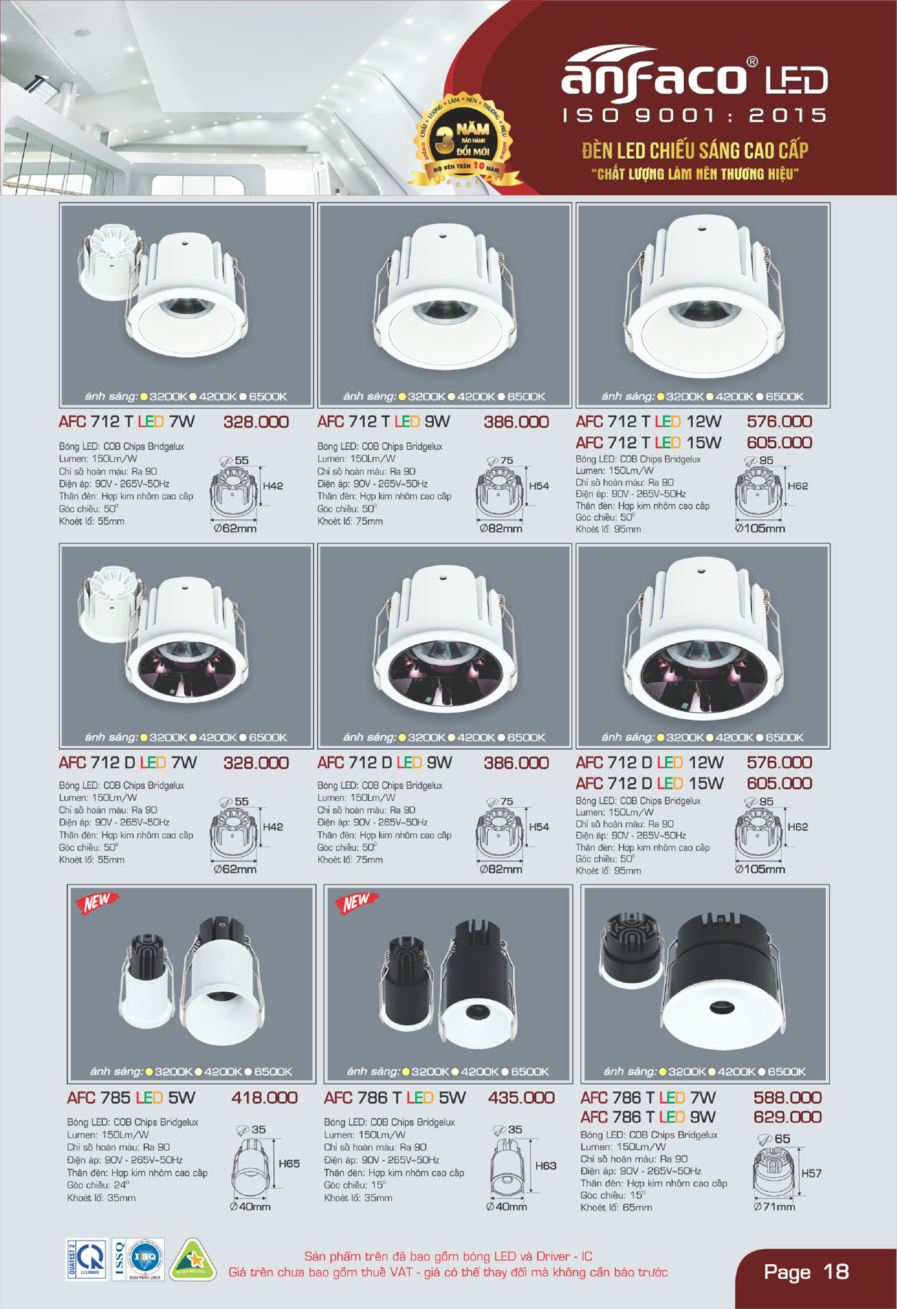 Bảng Giá Đèn Anfaco Lighting 2025 - Trang 19)