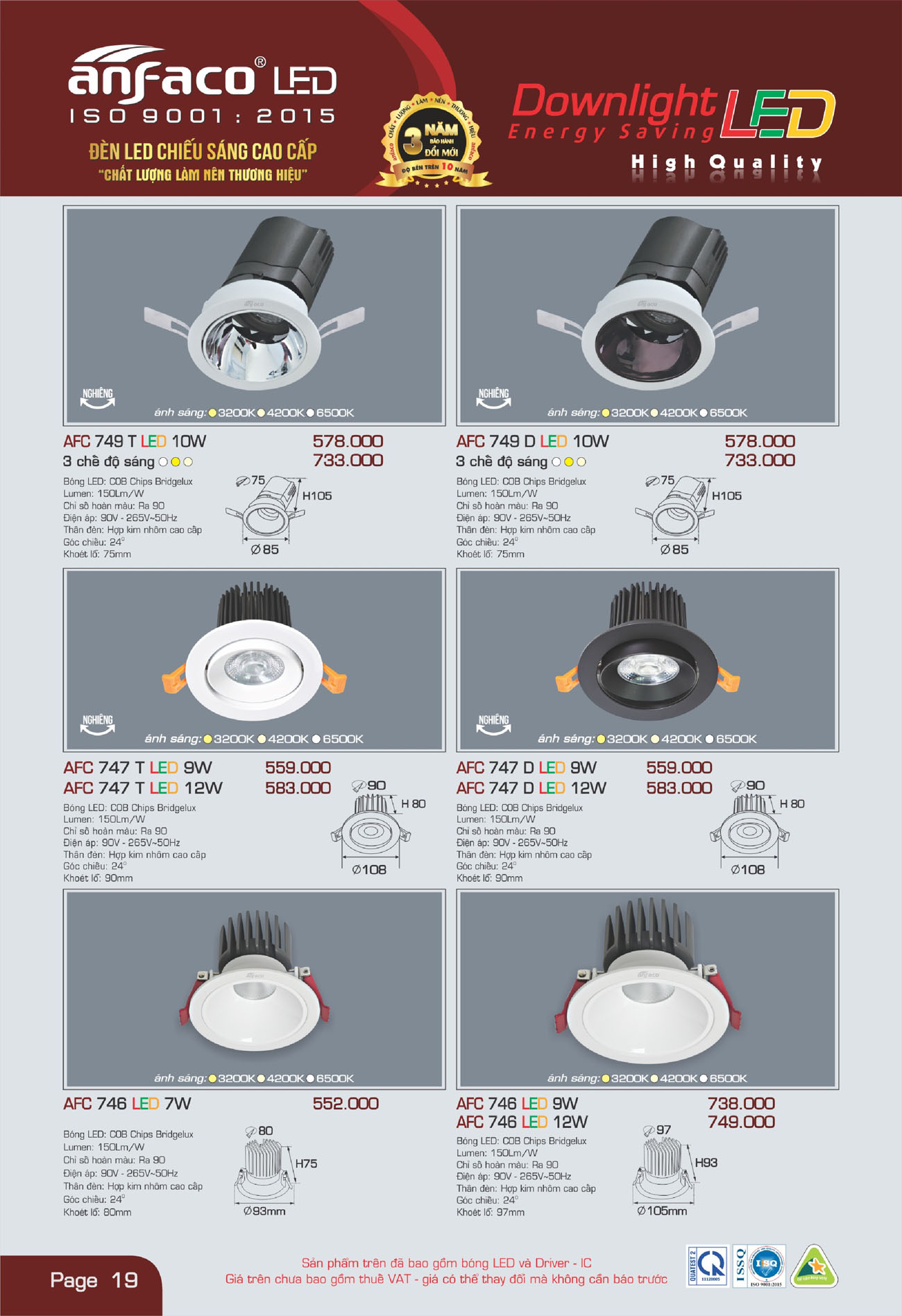 Bảng Giá Đèn Anfaco Lighting 2025 - Trang 20)