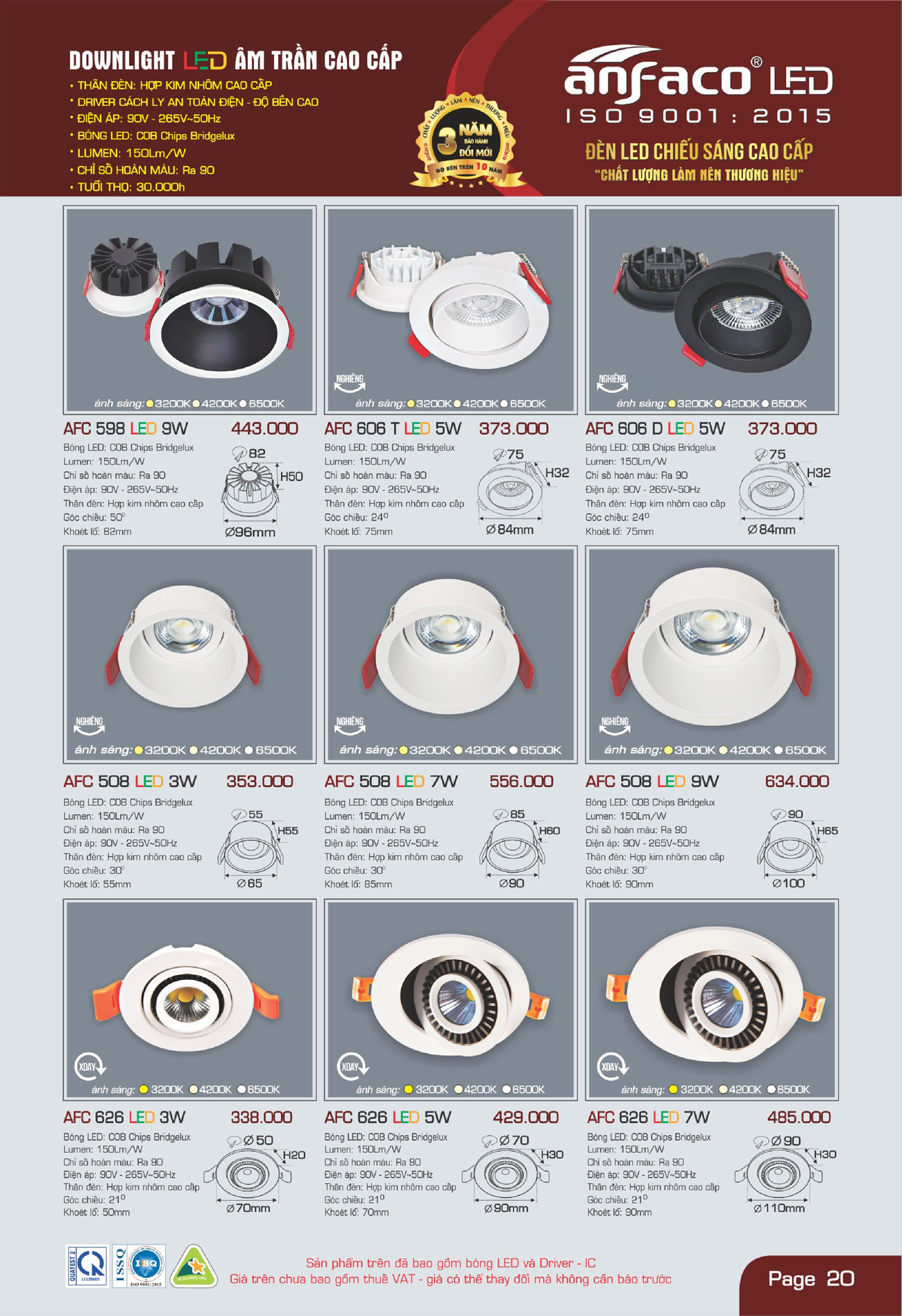 Bảng Giá Đèn Anfaco Lighting 2025 - Trang 21)