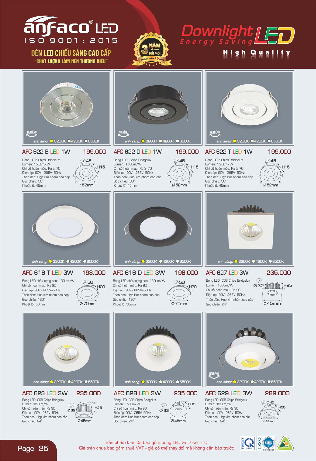 Bảng Giá Đèn Anfaco Lighting 2025 - Trang 26)